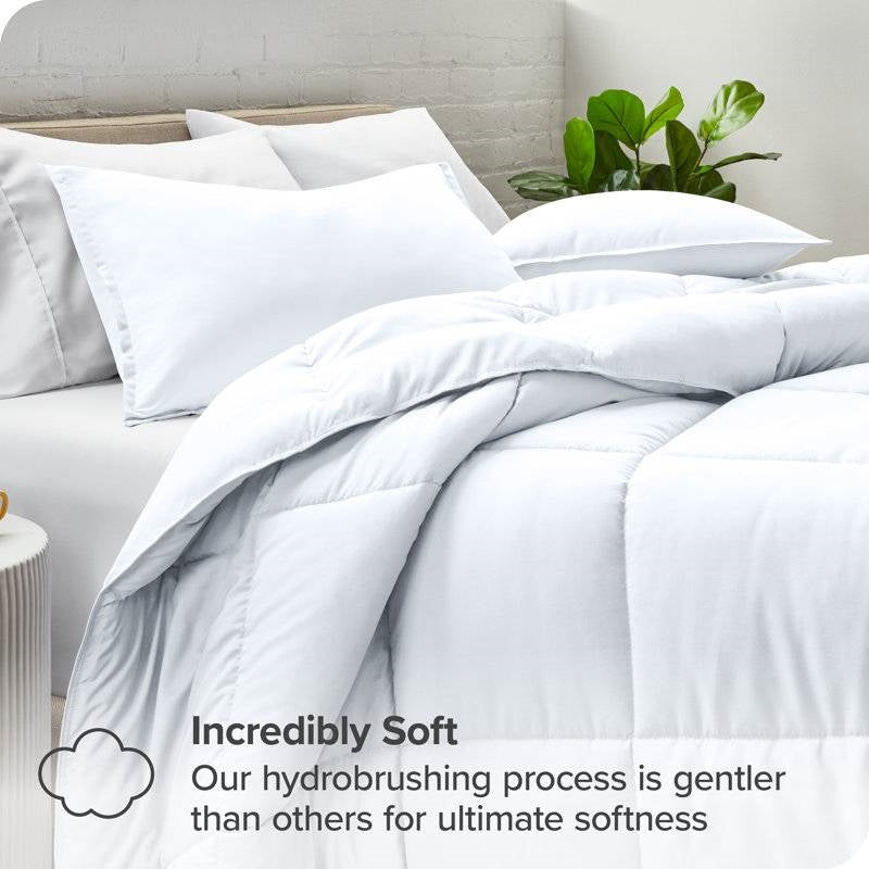 King/Cal King size Super Soft Microfiber Down Alternative Comforter Set White