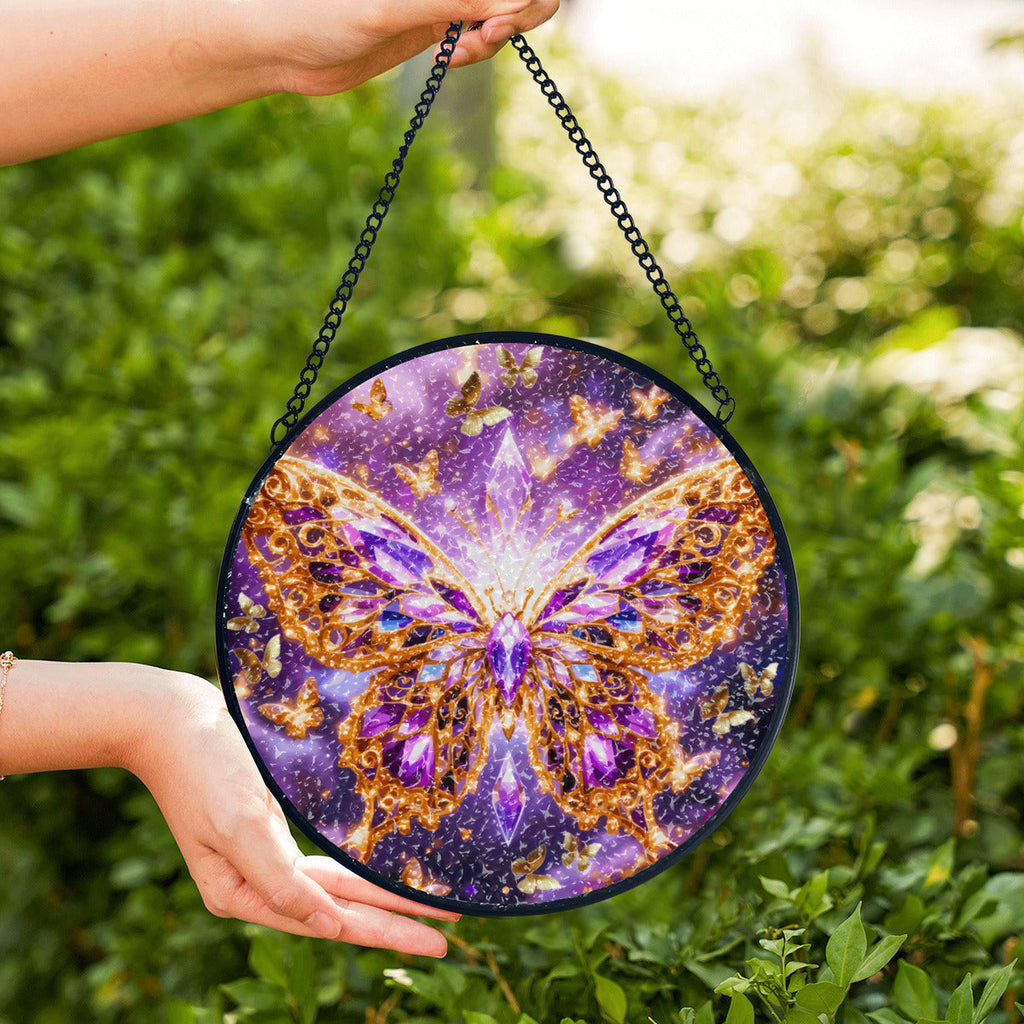 Purple Crystal Butterfly Suncatcher Home Decor