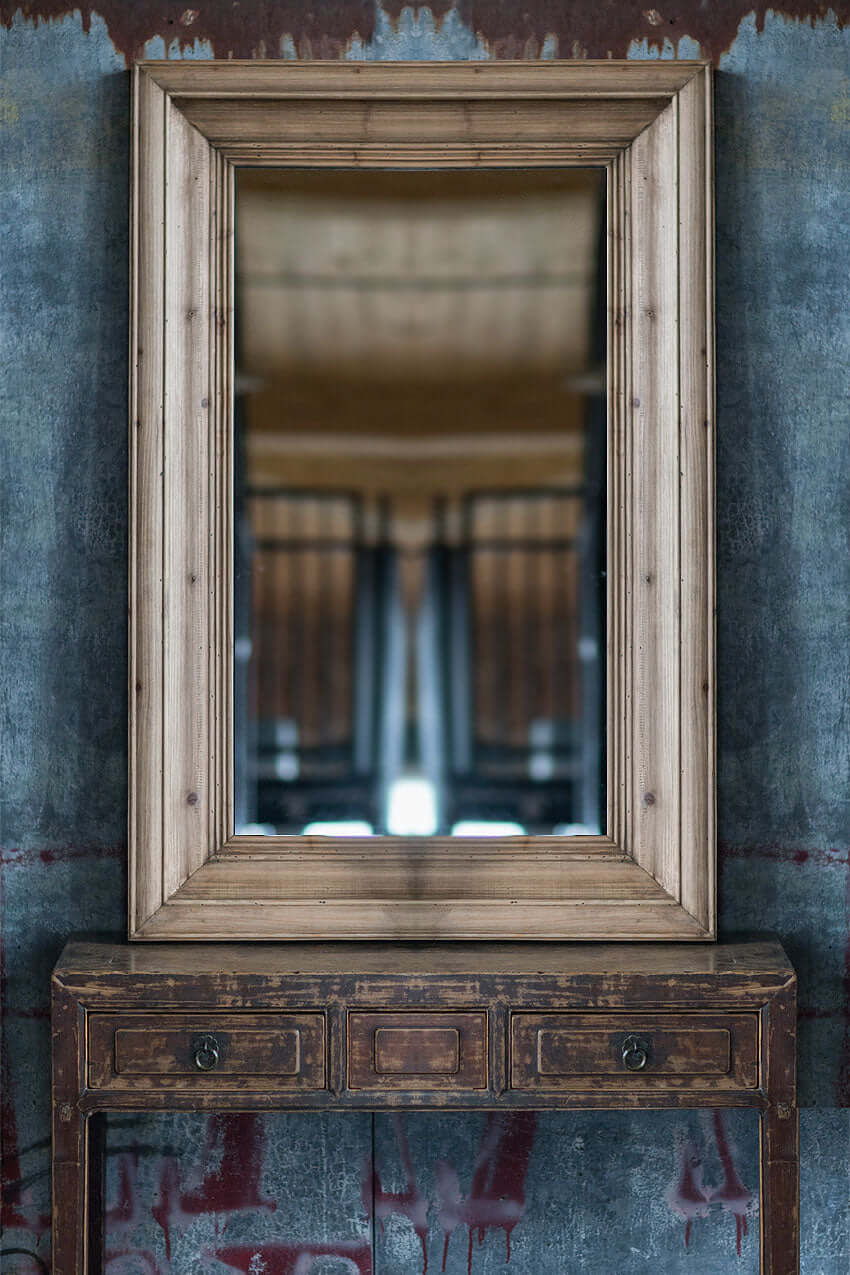 Vintage Wall Mirror with Molded Pine Frame