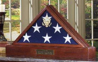 MEMORIAL FLAG CASE , MEMORIAL FLAG DISPLAY CASE AMERICAN WALNUT FLAG CASE PEDESTAL FOR 5 X 9.5 FLAG