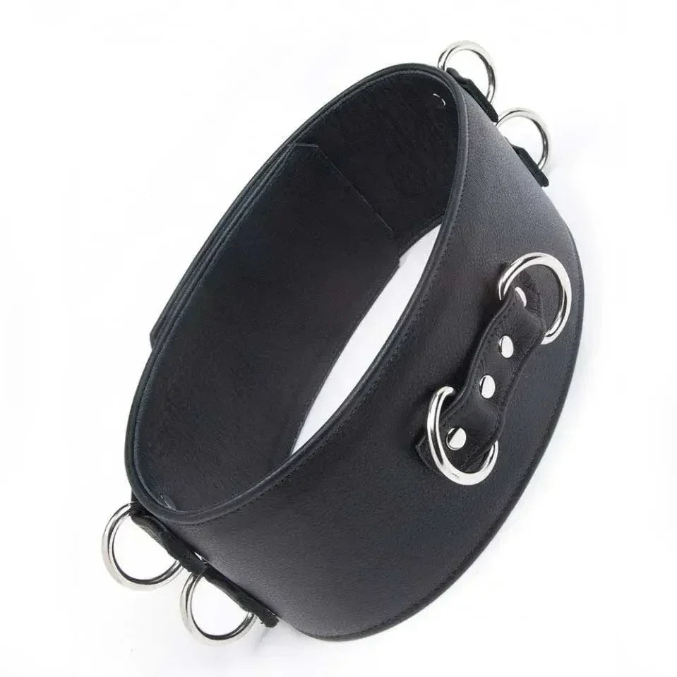 Premium Cowhide Leather Waist Bondage Belt Corset Style with D-Rings for Cuffs & Restraints