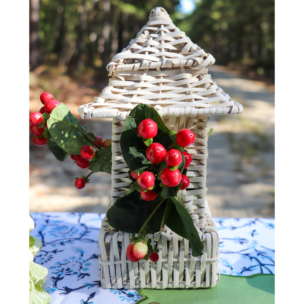 White Rattan Pagoda Set - 1 Large & 1 Small