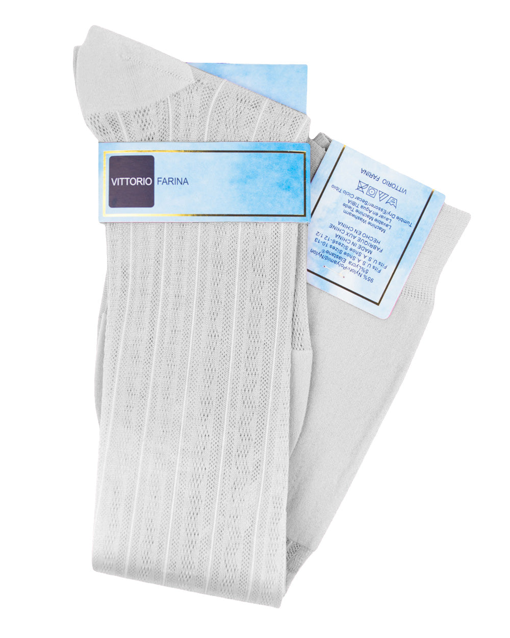Vittorio Farina Men's Ribbed Shear Nylon Over The Calf Dress Socks