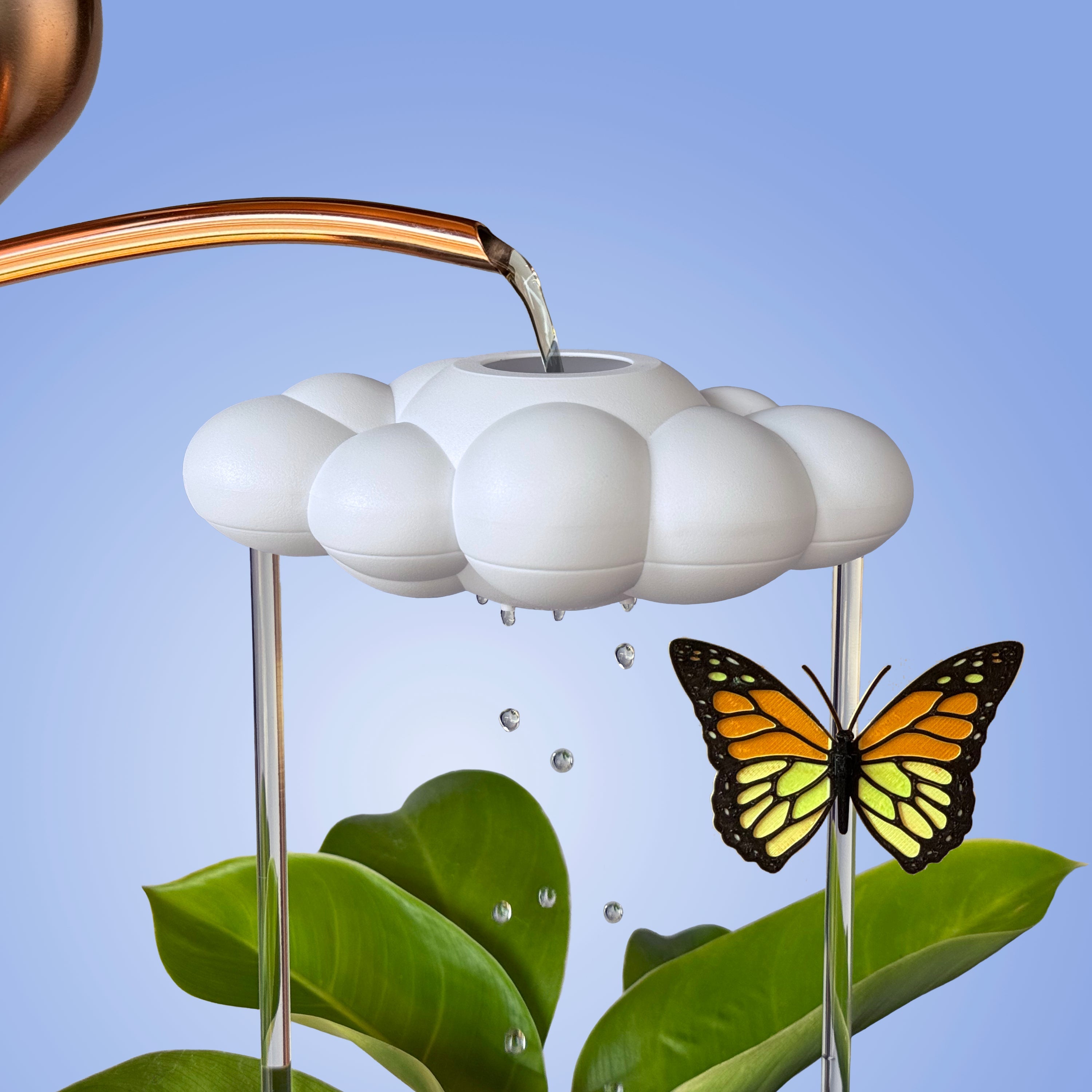 Original Dripping Rain Cloud with Orange Butterfly Charm