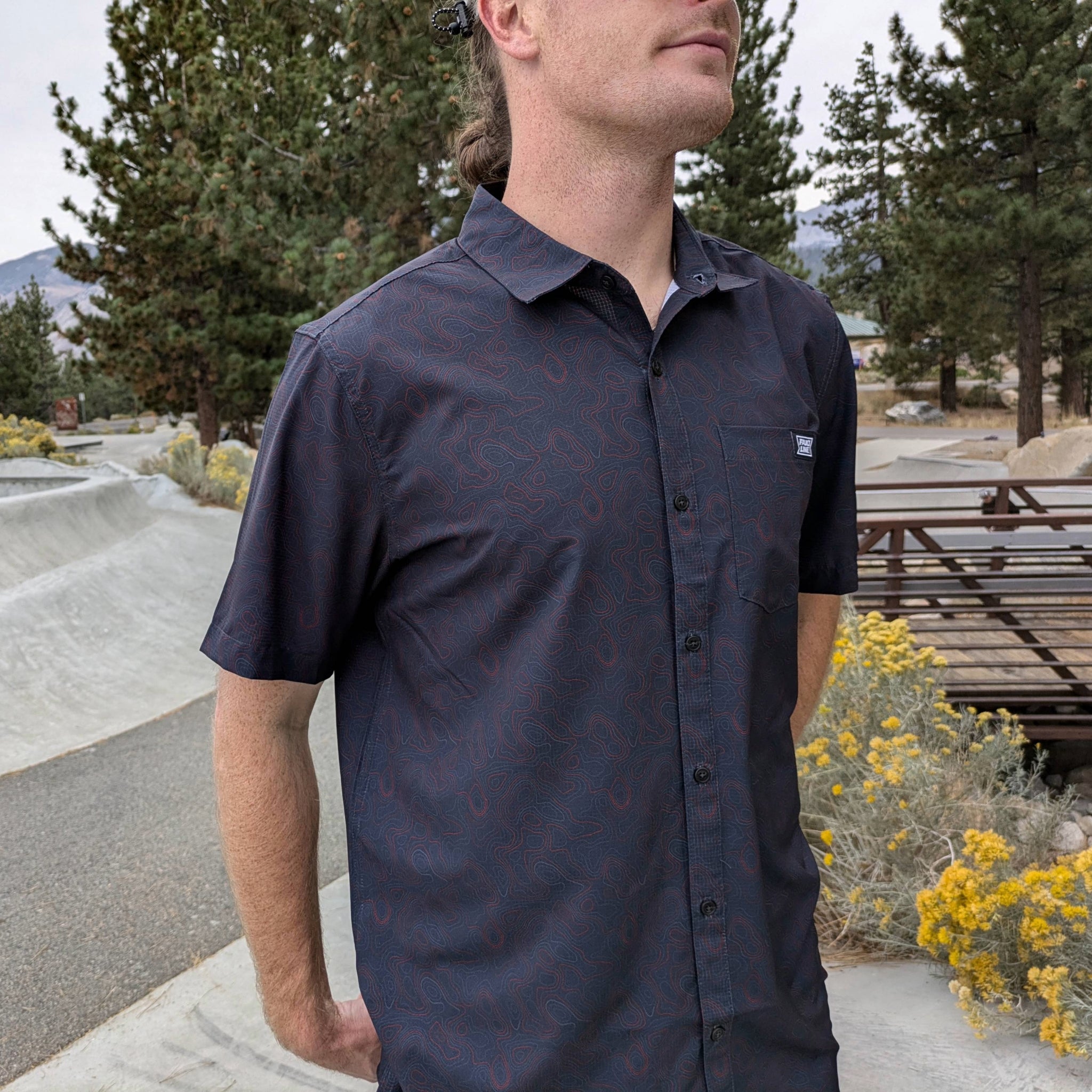 Langley Tech Button Up Shirt - Carbon/Topo