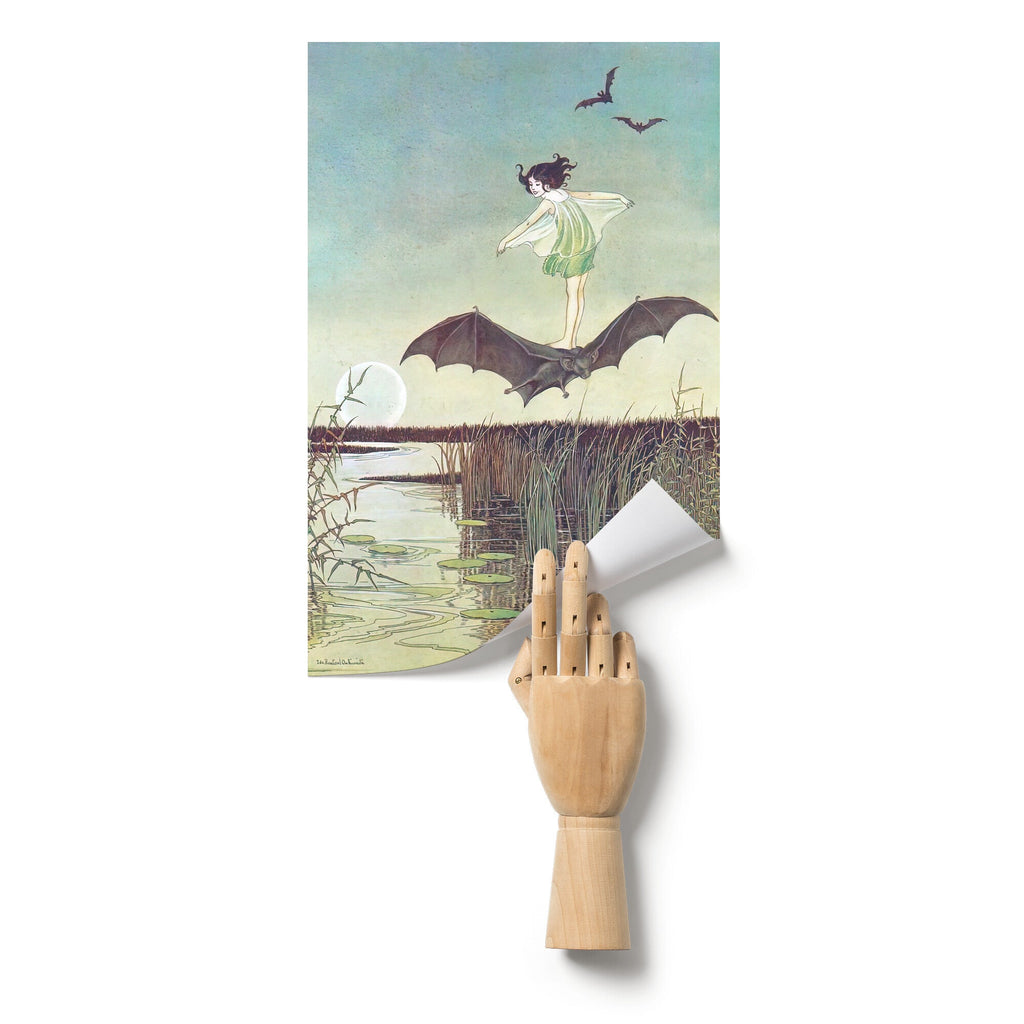 "Witch Riding a Bat" by Ida Rentoul Outhwaite Matte Poster