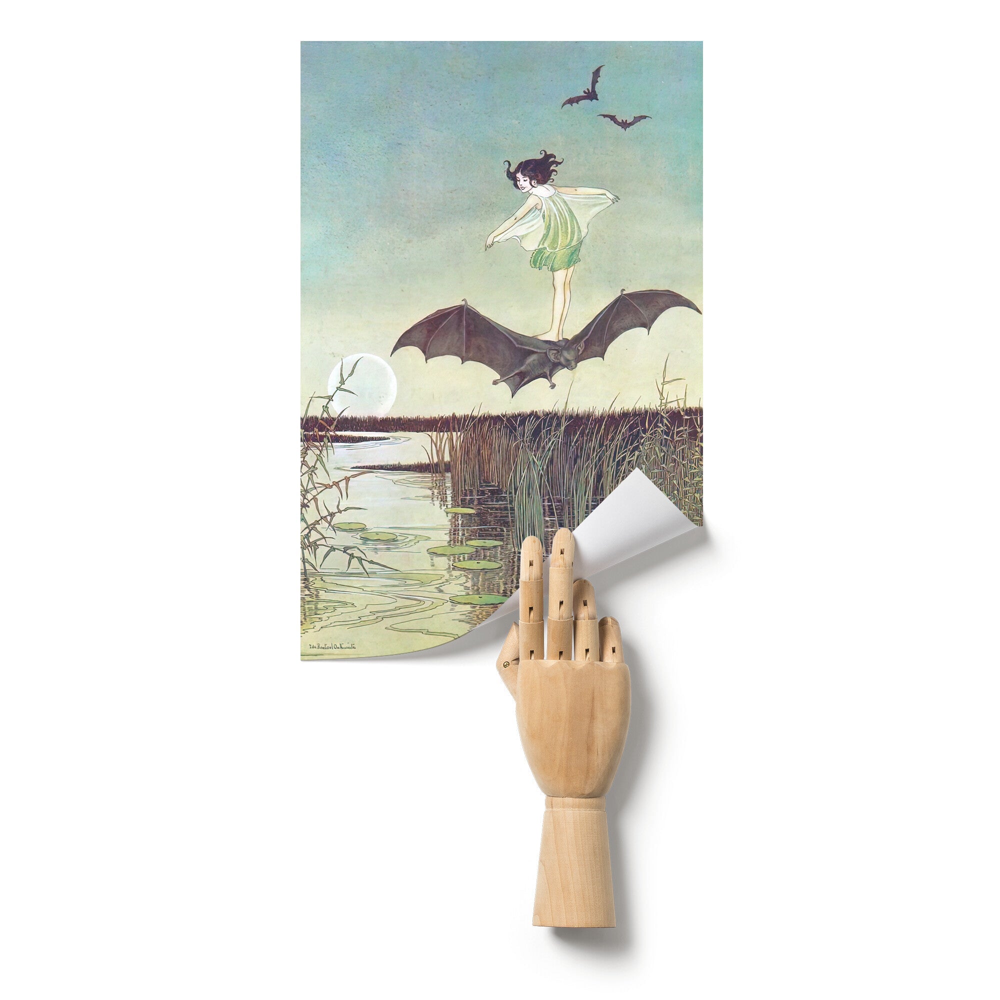 "Witch Riding a Bat" by Ida Rentoul Outhwaite Matte Poster