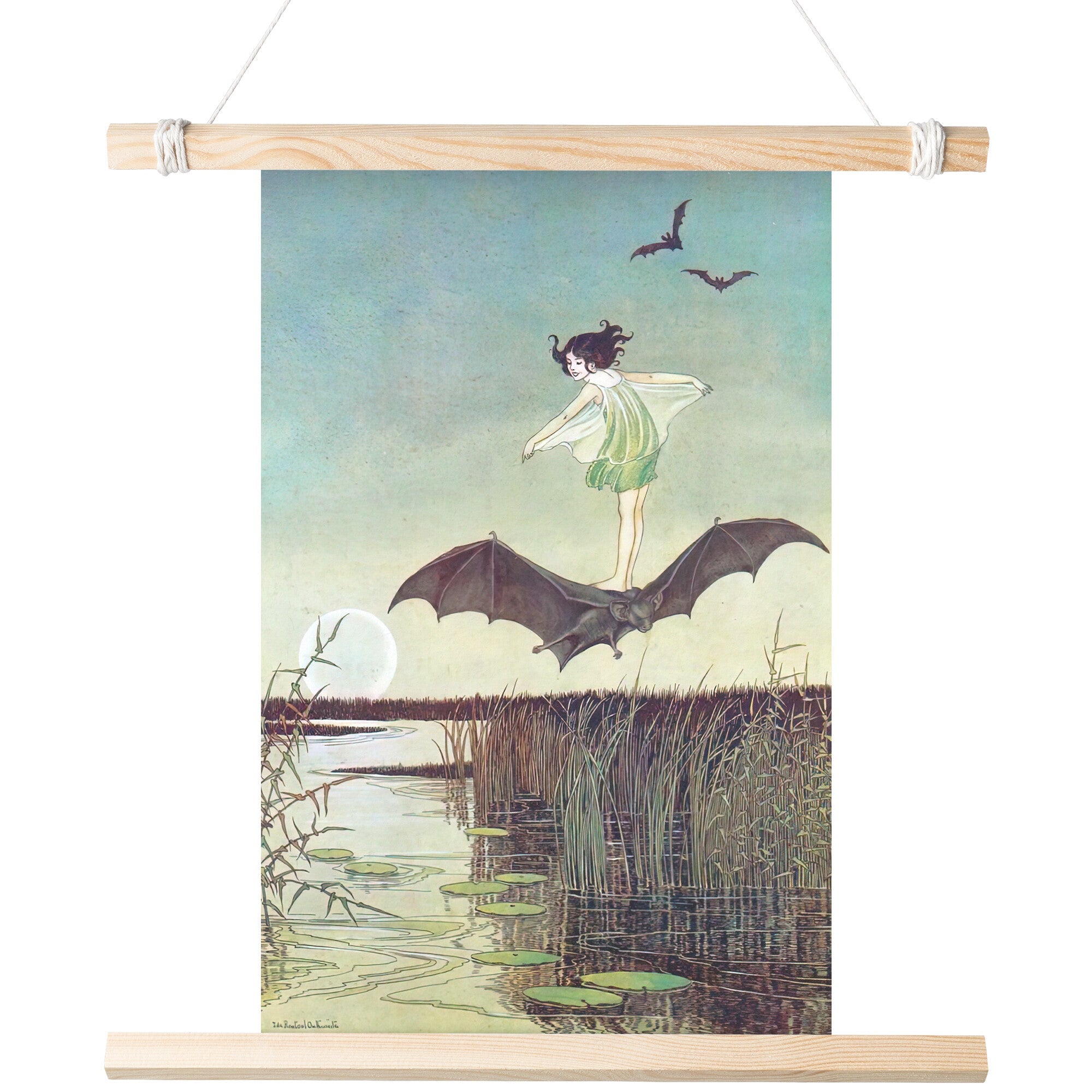 "Witch Riding a Bat" by Ida Rentoul Outhwaite Matte Poster