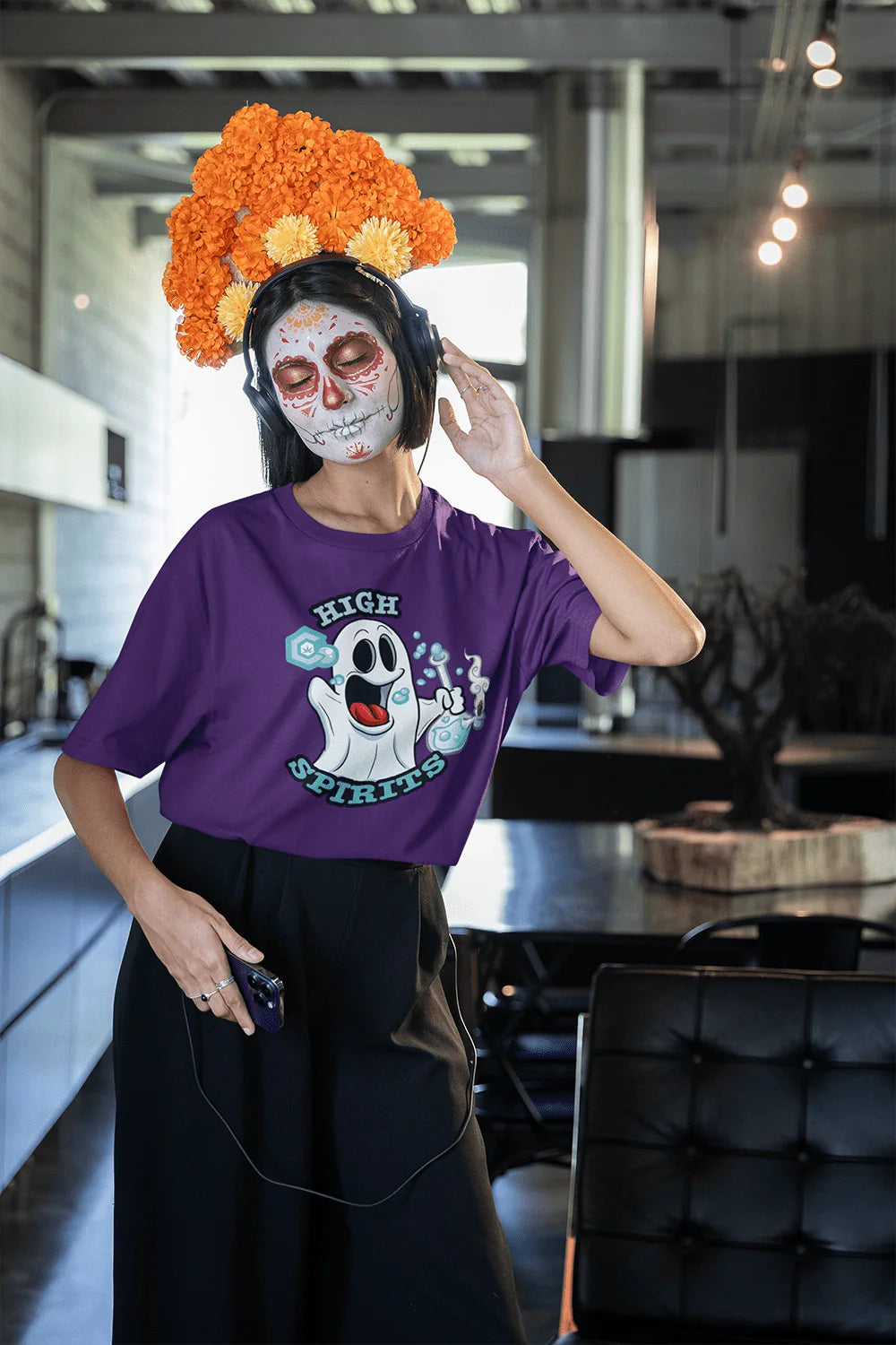 High Spirits Ghost with Bong Weed Shirt