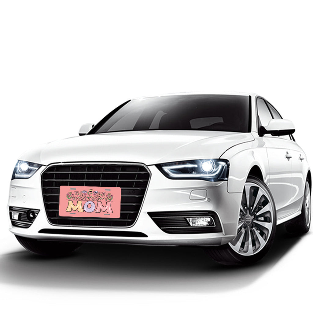 Mom with Flower Garden Aluminum Vanity License Plate Auto Accessory