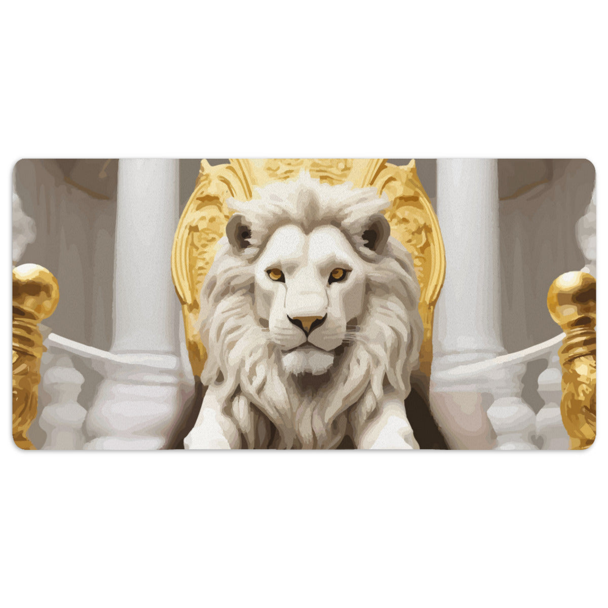 White Lion on a Throne Mousepad Desk Mat - available in 2 sizes