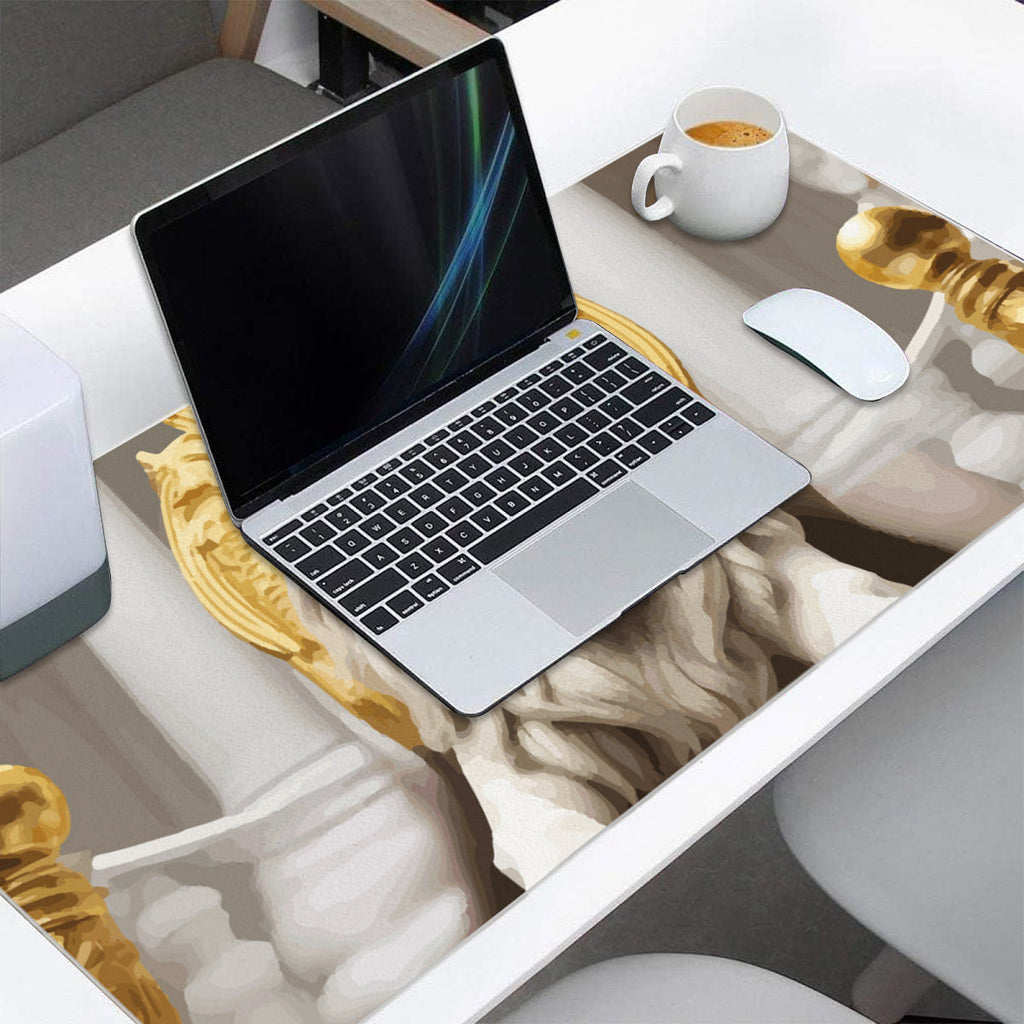White Lion on a Throne Mousepad Desk Mat - available in 2 sizes