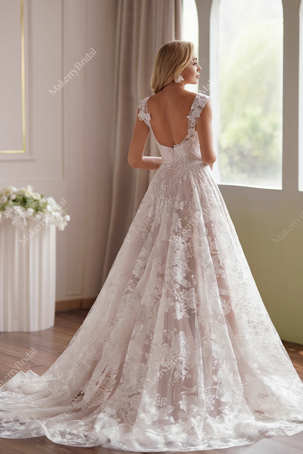 Dreamy Floral A-Line Wedding Dress With Lace