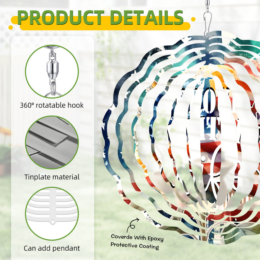 United States Proud Military Wife Metal Wind Spinner Outdoor Decor