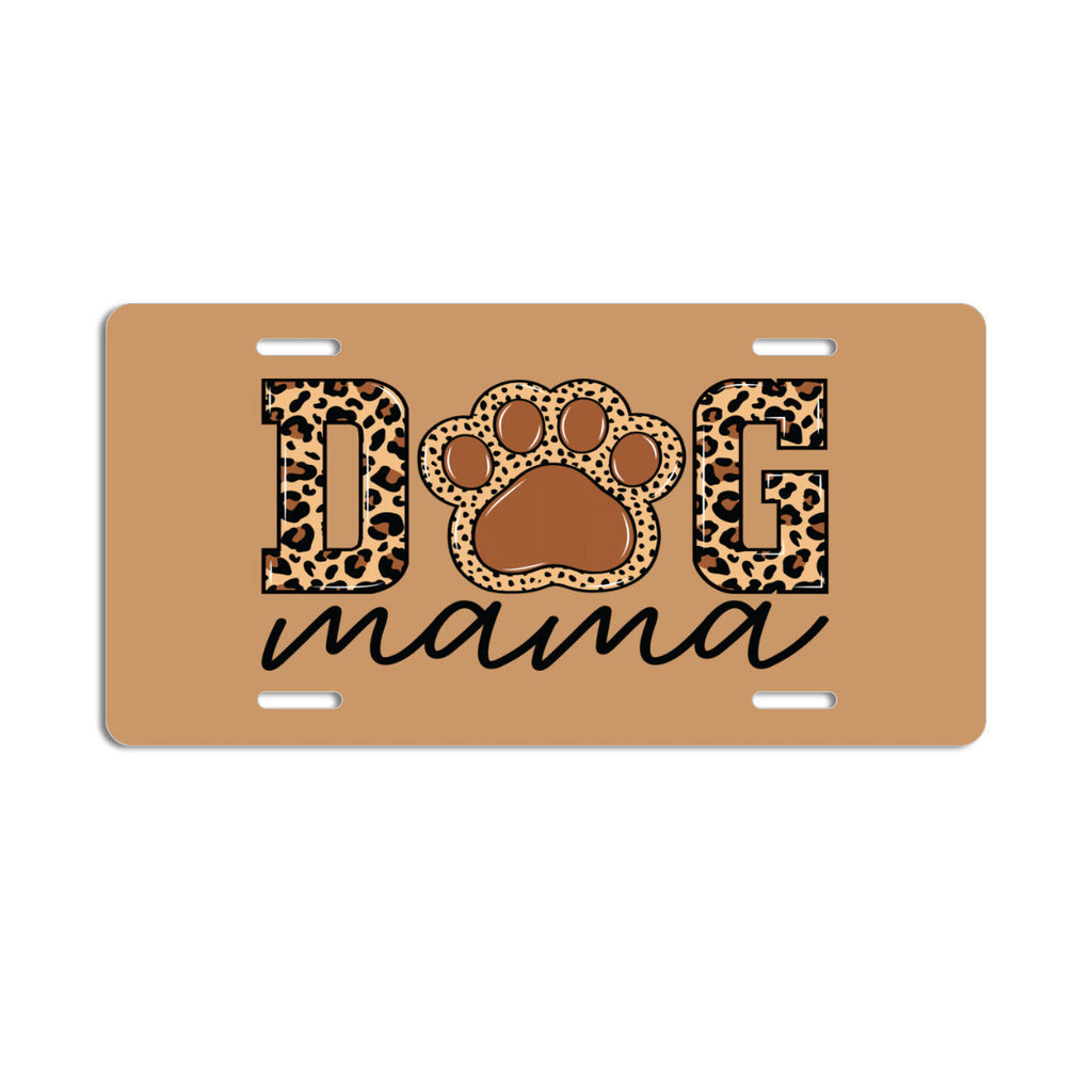 Dog Mama Tan Aluminum Vanity License Plate Auto Accessory