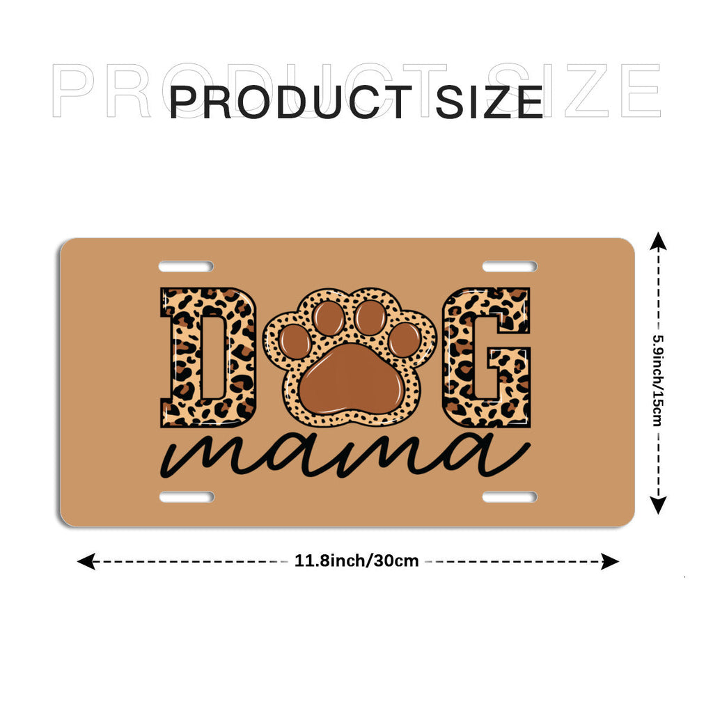 Dog Mama Tan Aluminum Vanity License Plate Auto Accessory