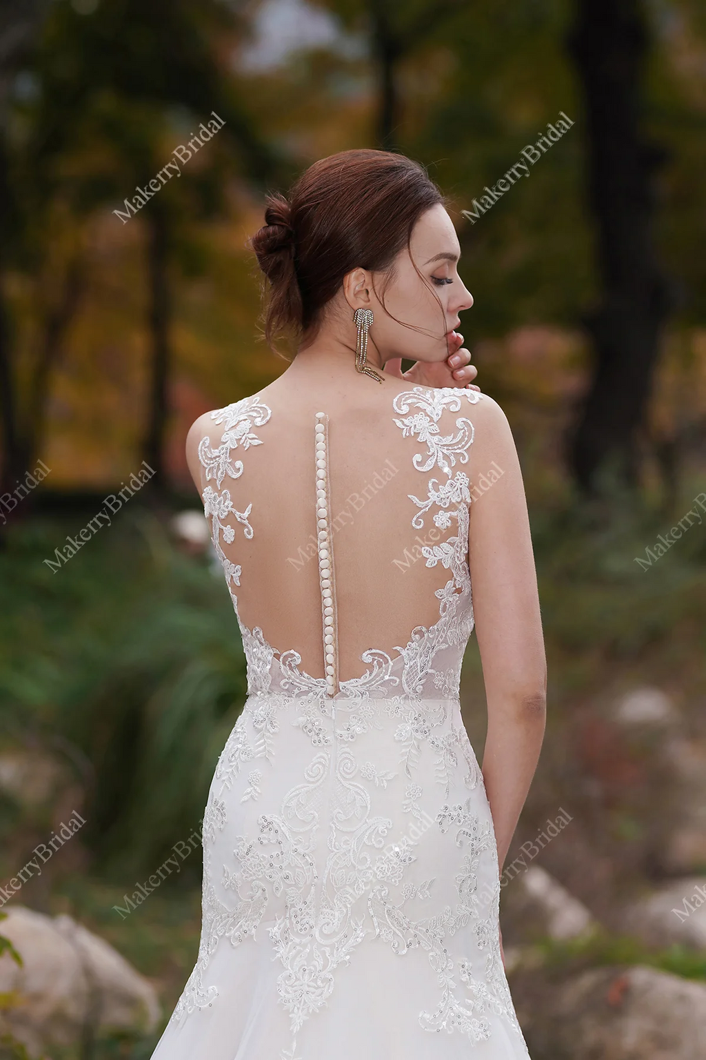 Appliques Lace Mermaid Long Train Wedding Dress
