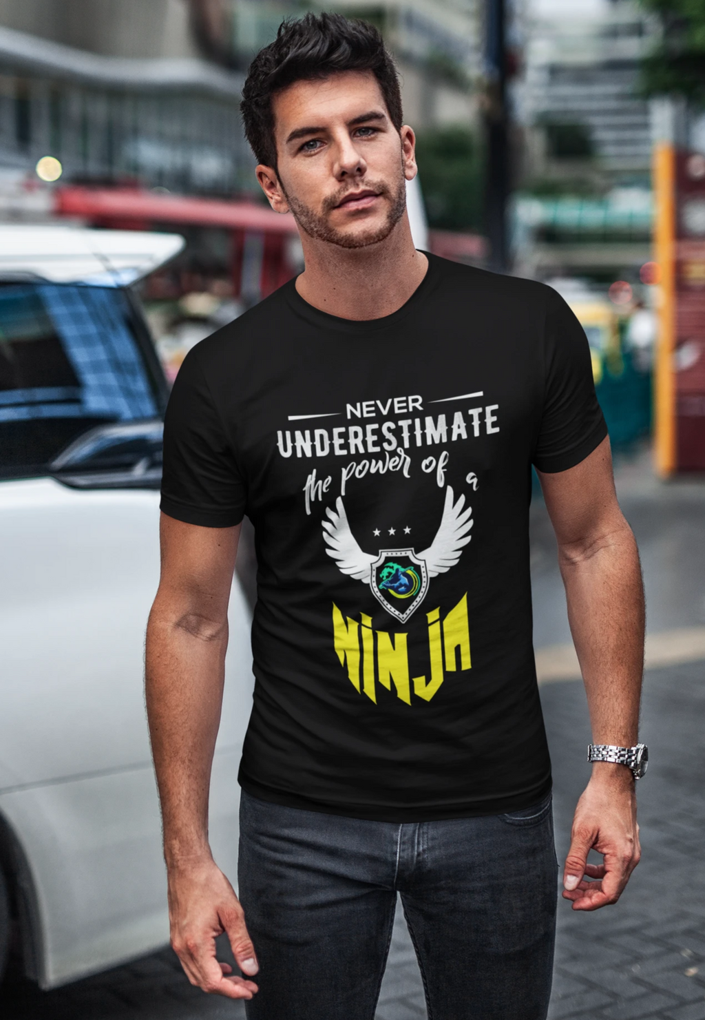 Yellow Ninja Logo Short Sleeve T-Shirt