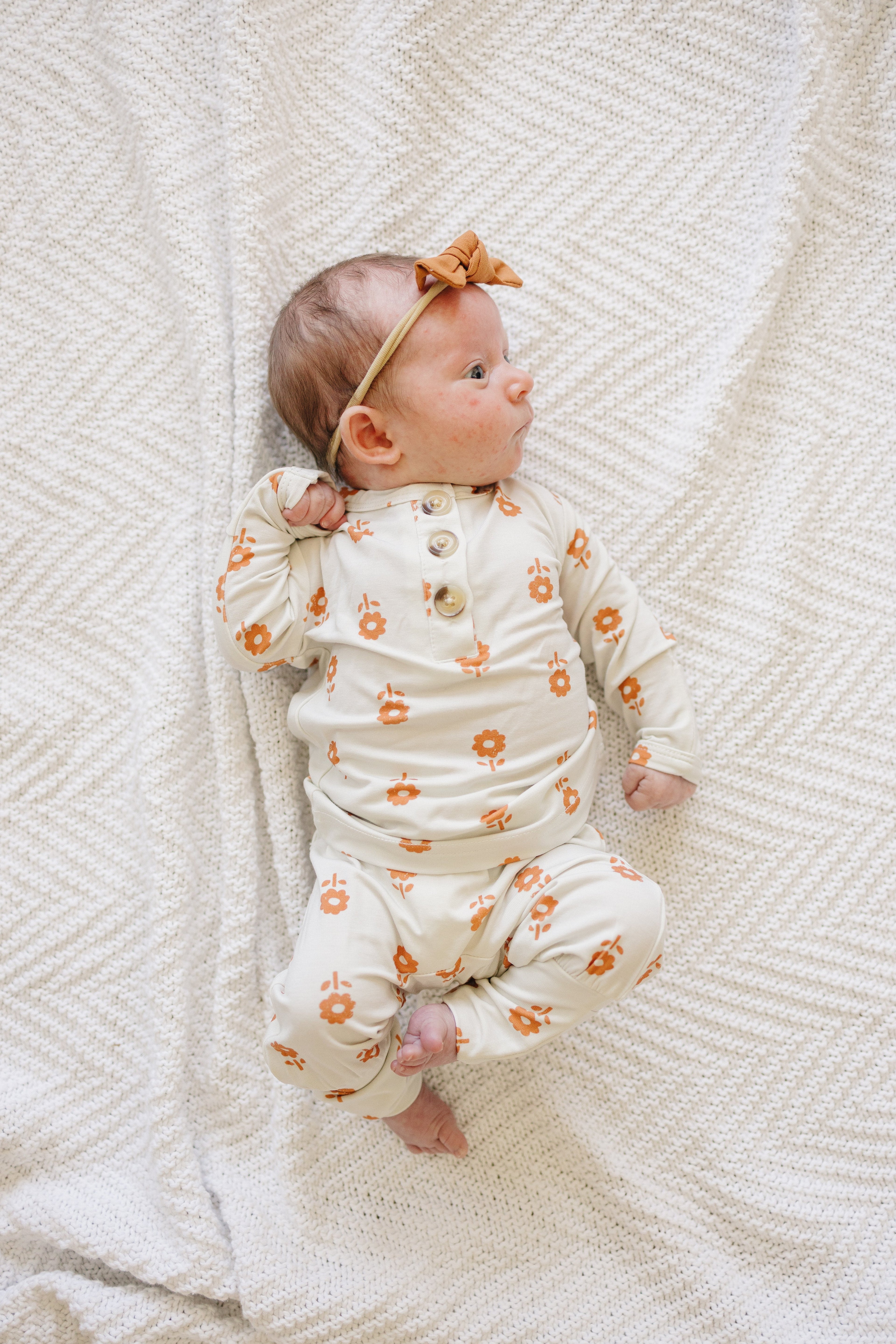 Orange Posie 2pc Bamboo Pajamas for Kids - Sizes Newborn & Up!