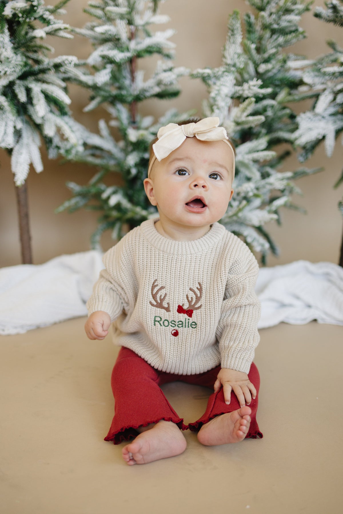 Ribbed Cotton Flared Leggings - Red Christmas Matching
