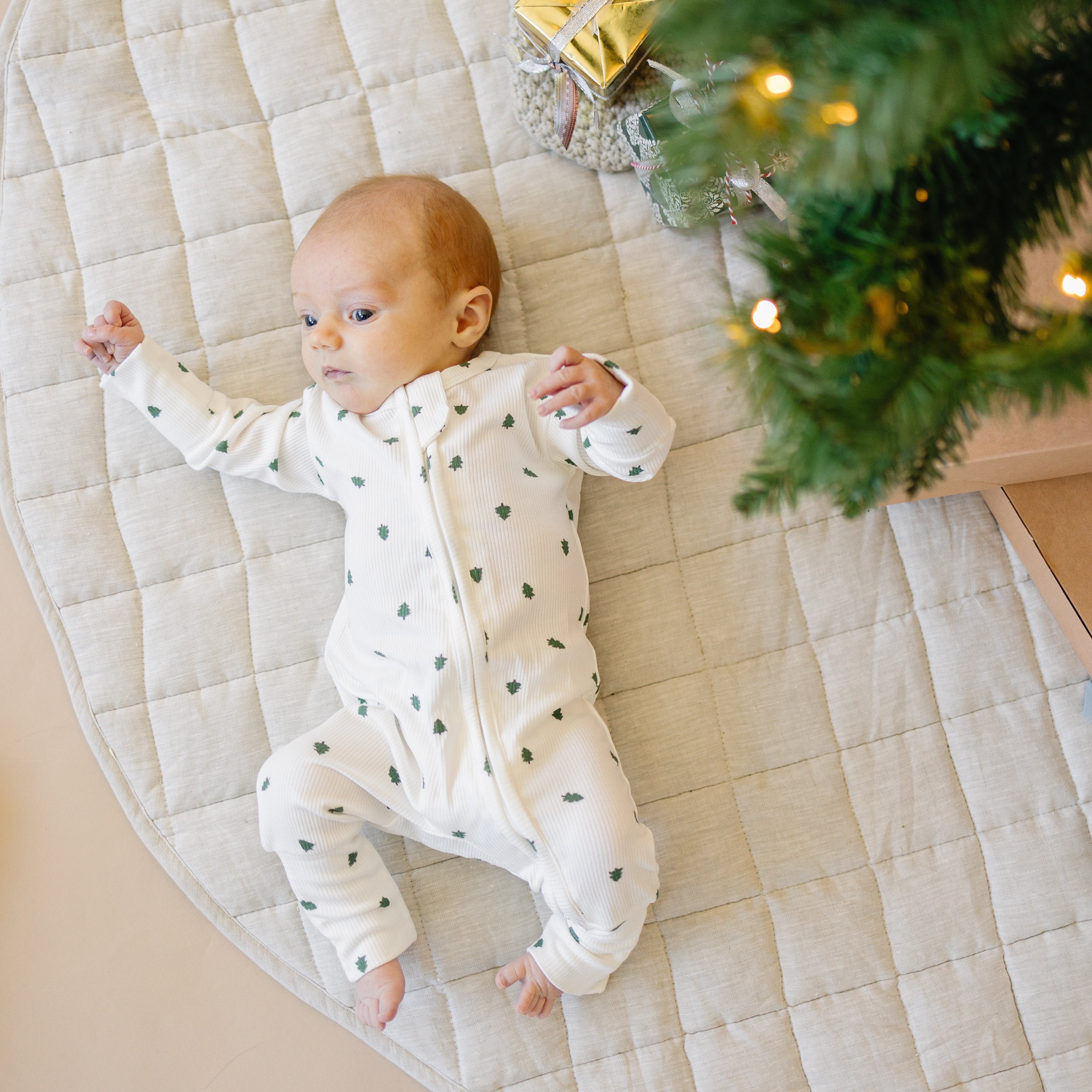 Tiny Trees Ribbed Bamboo Zippy Pajamas