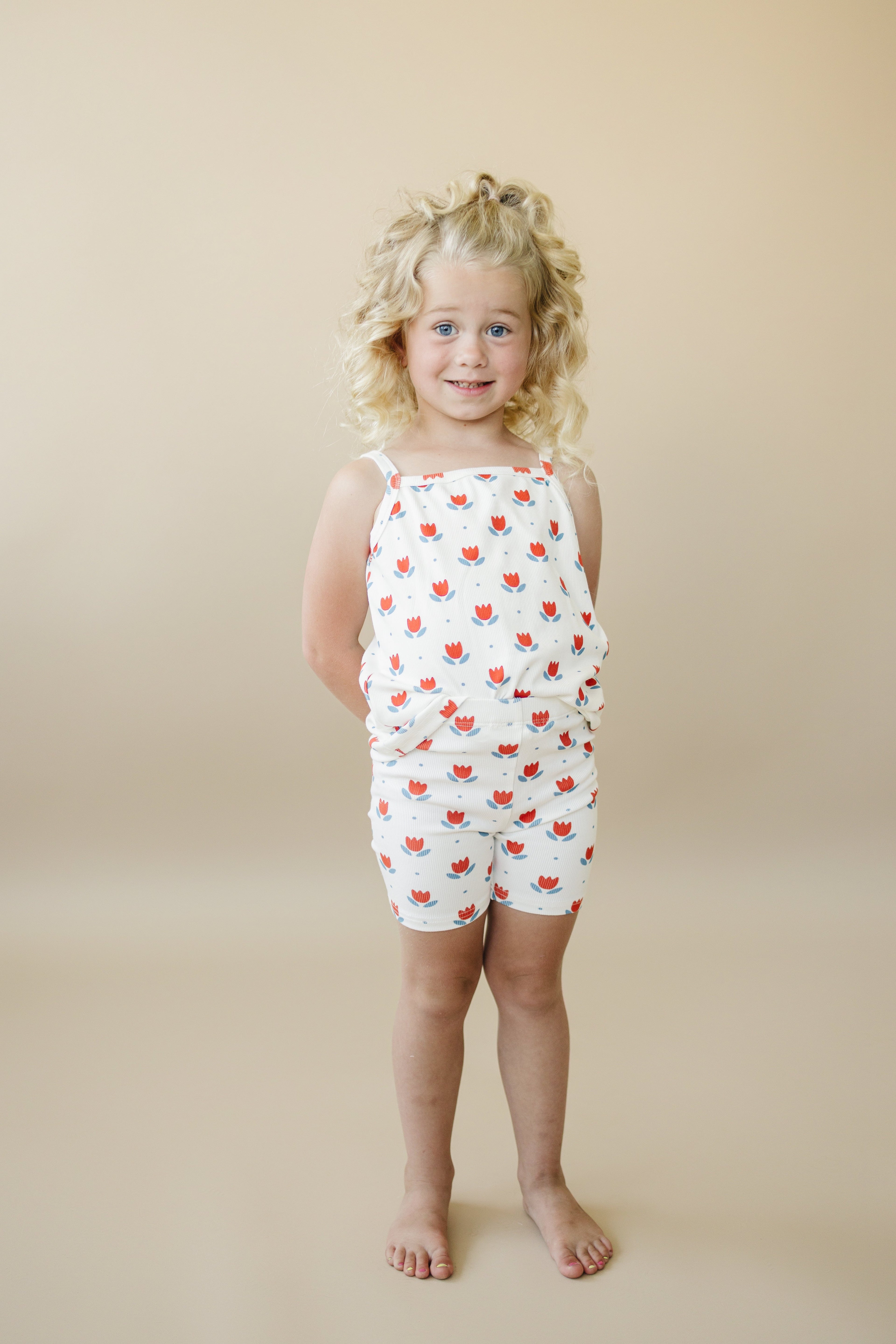 Red White & Blue Tulip Ribbed Bamboo 2pc Tank Set