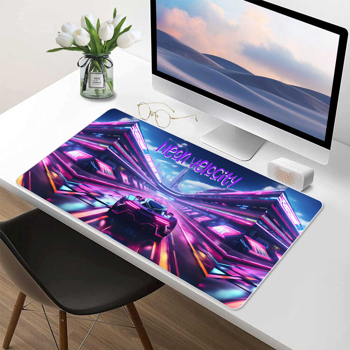 Neon Velocity Futuristic Race Car Mousepad Desk Mat - available in 2 sizes
