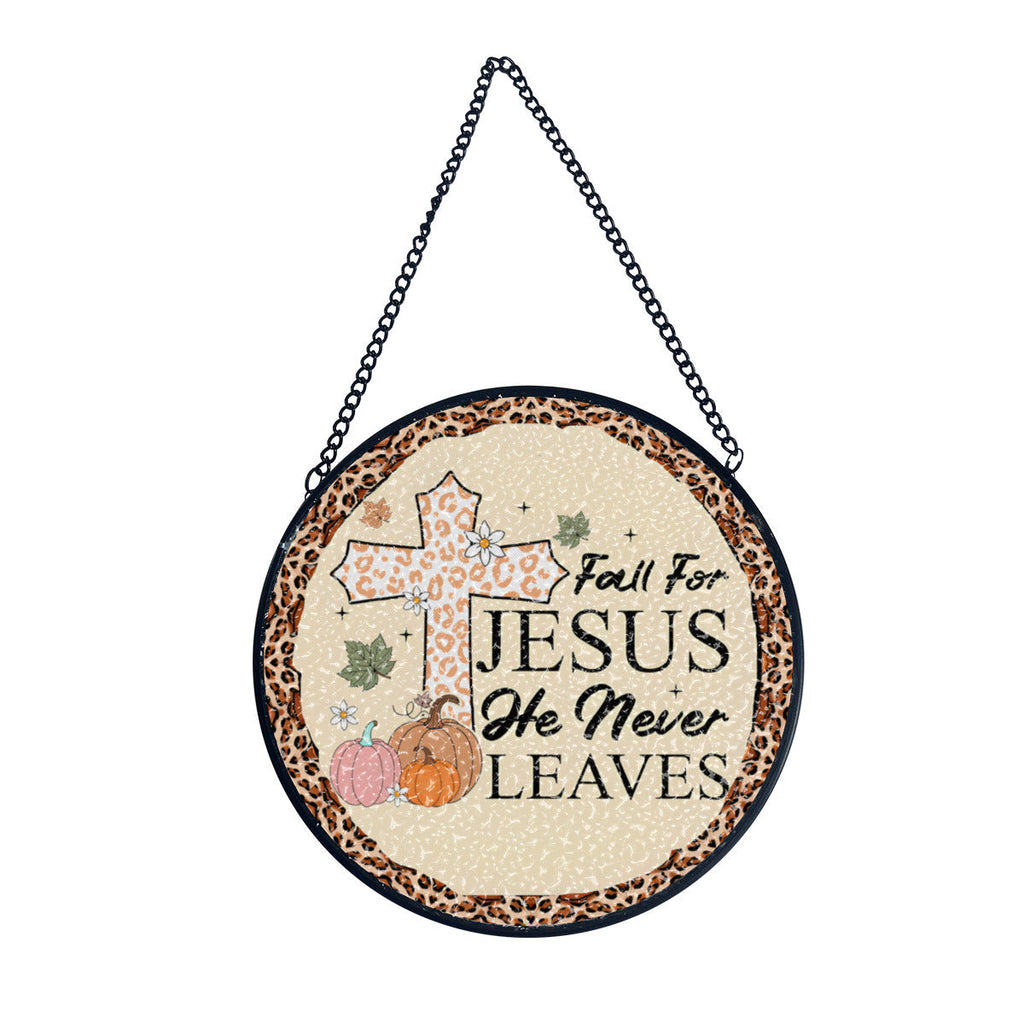 Fall for Jesus Autumn Glass Suncatcher