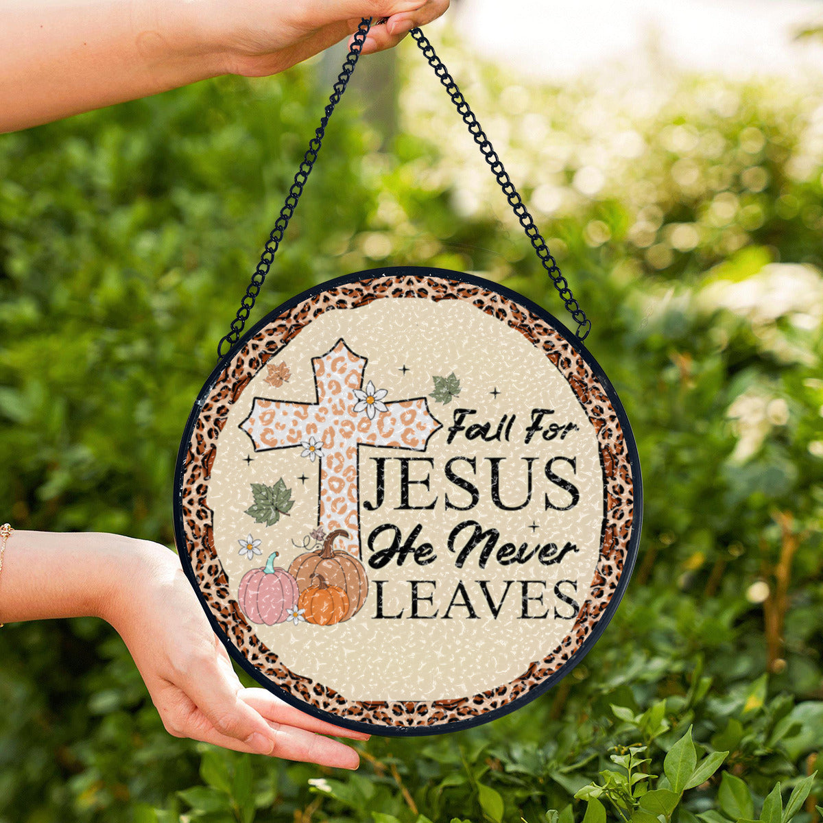 Fall for Jesus Autumn Glass Suncatcher