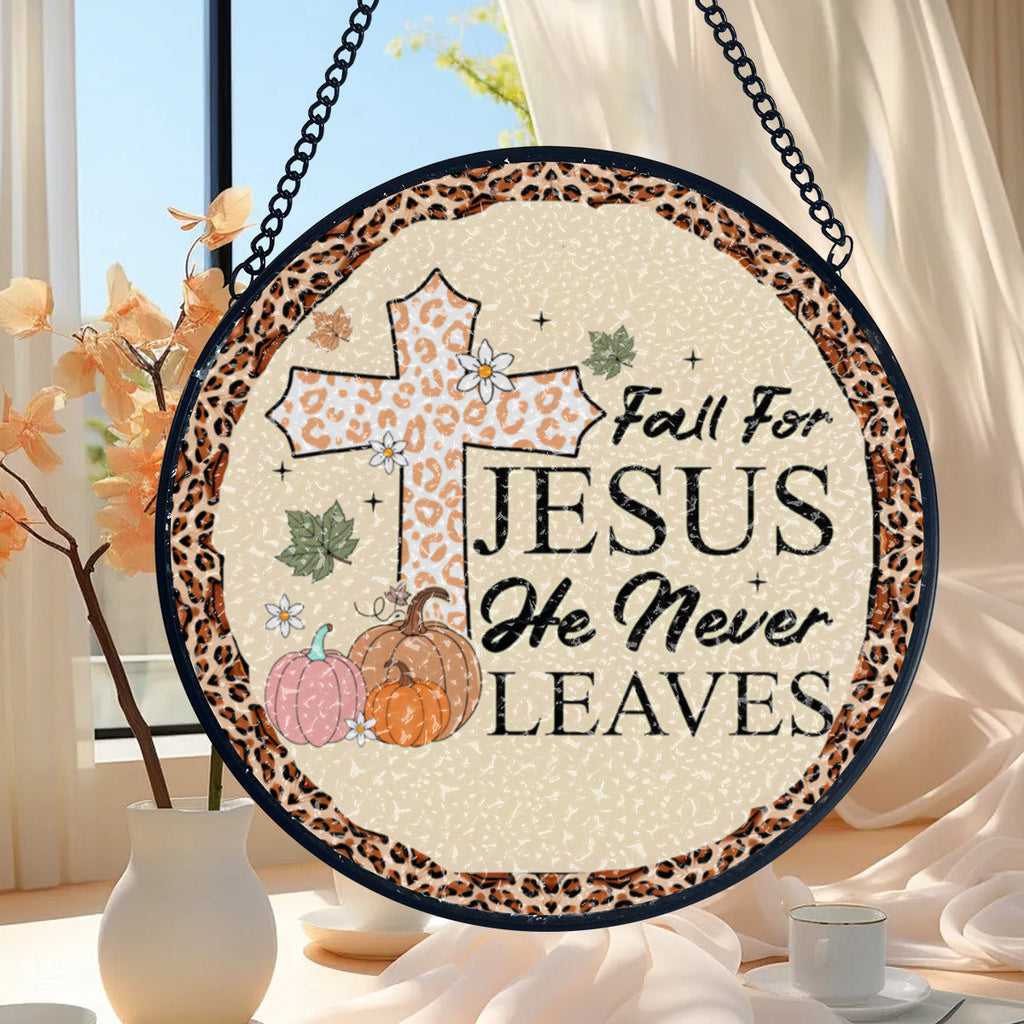 Fall for Jesus Autumn Glass Suncatcher