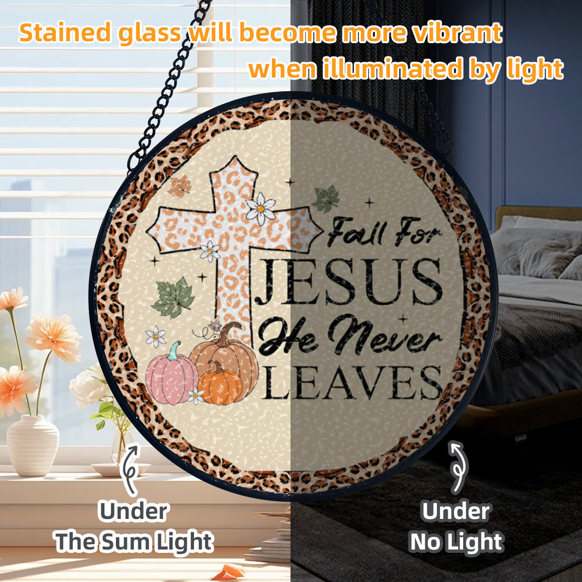 Fall for Jesus Autumn Glass Suncatcher