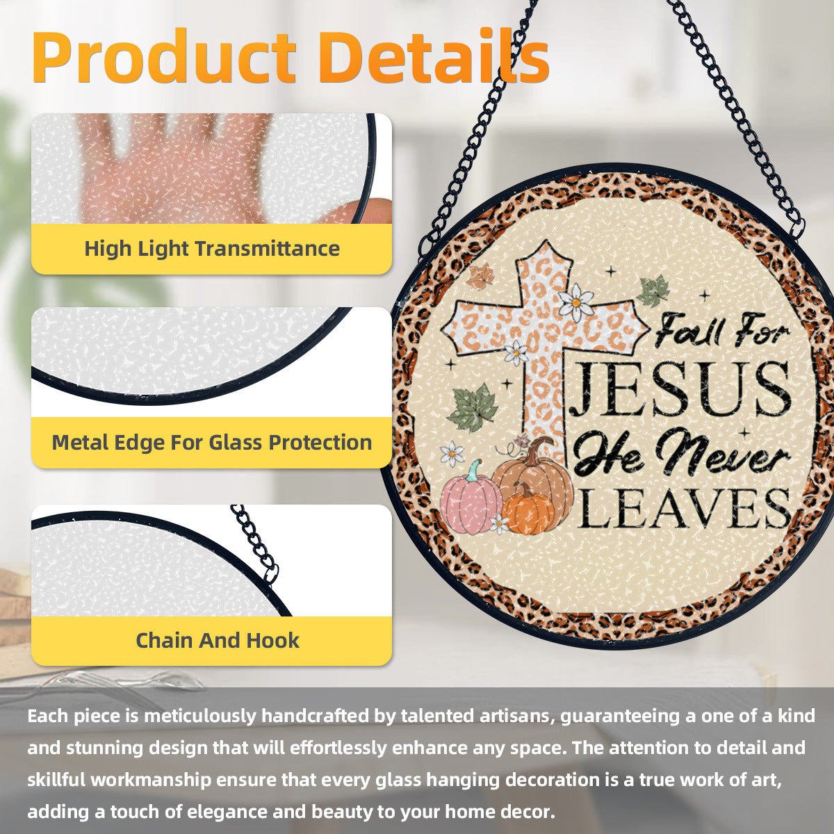 Fall for Jesus Autumn Glass Suncatcher