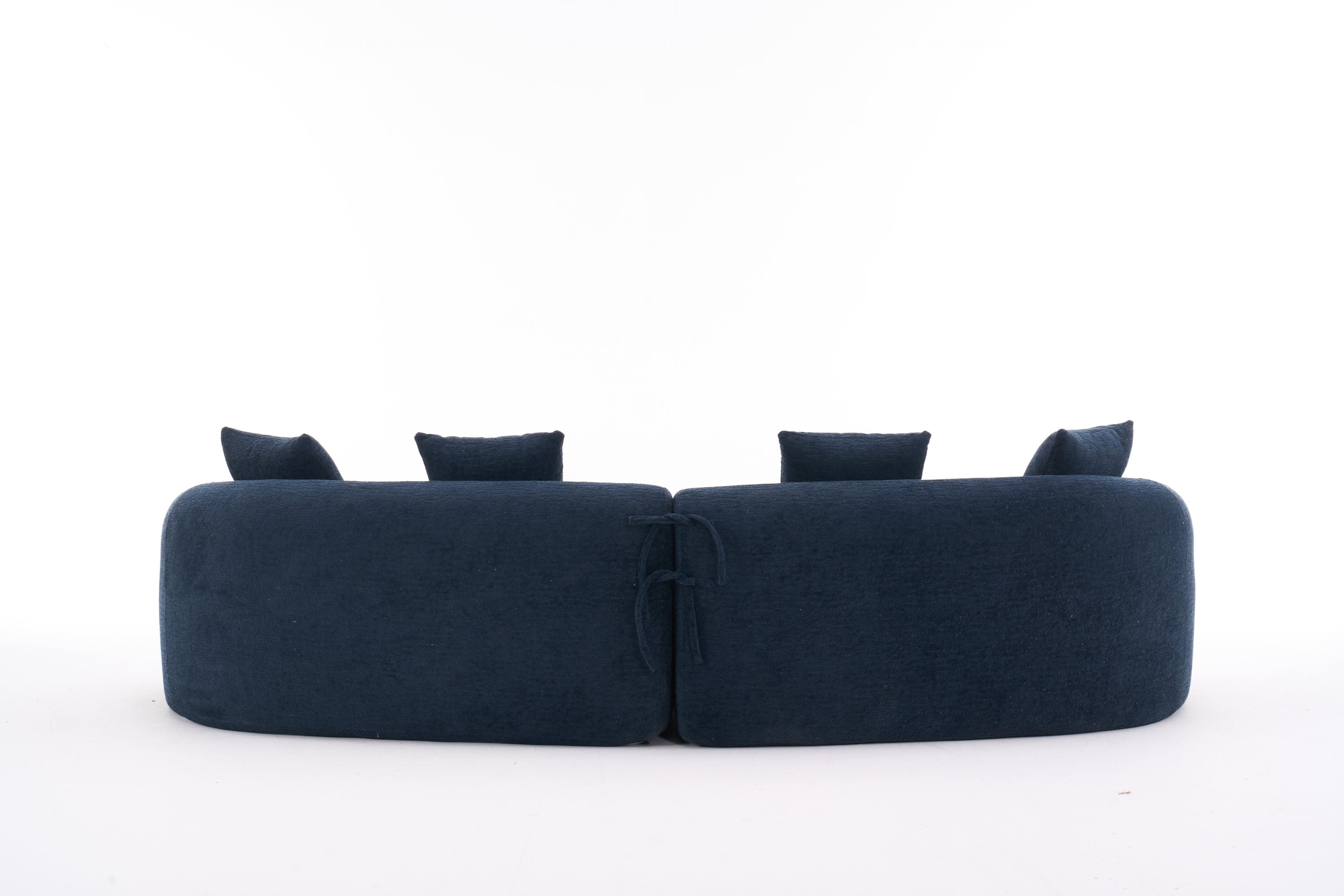 Compression Sponge Sofa Blue Curved Modular Sectional, 30D High-Density Chenille Sleeper Couch for Apartment, Living Room,110'L