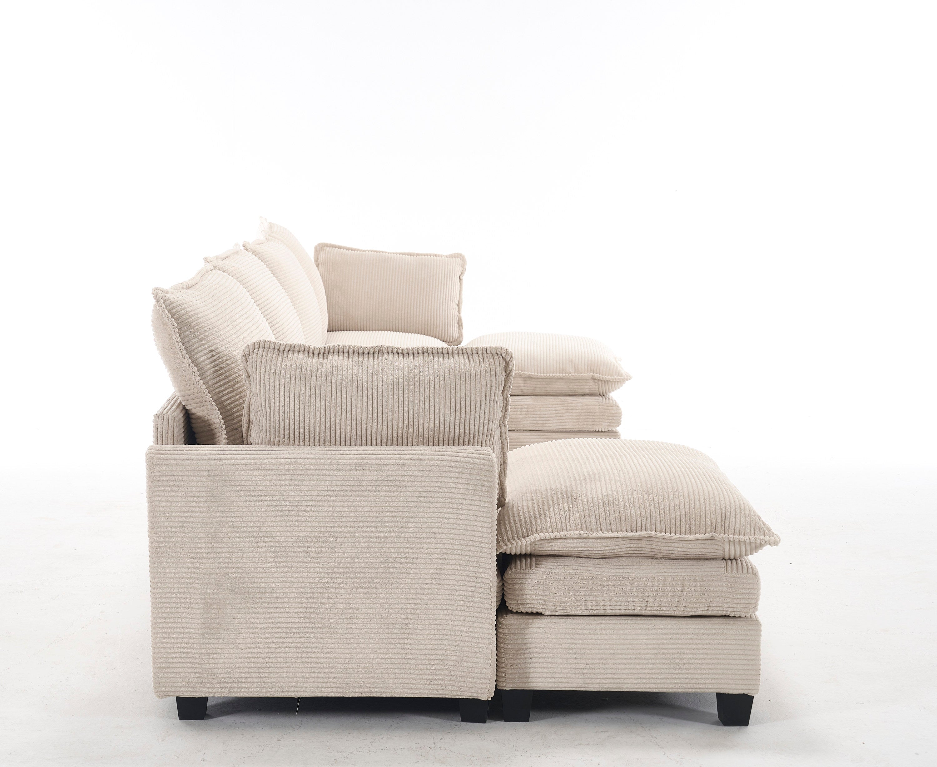 [VIDEO provided][New]Oversized Modular Sofa ,  Velvet Large U-Shaped Couch Comfy Upholstered 4-Seat Sofa with 2 Ottoman,2 Lumbar Pillow, Deep Seat Couch for Living Room