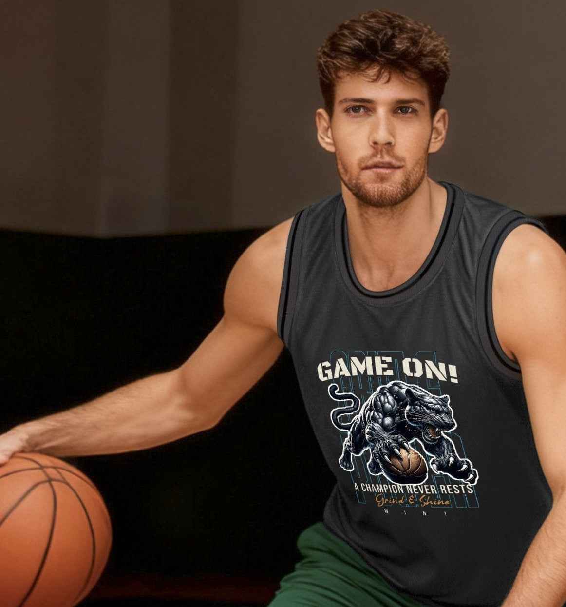 Game On! Grind & Shine Jaguar Dark Grey Basketball Jersey - Front & Back Printing