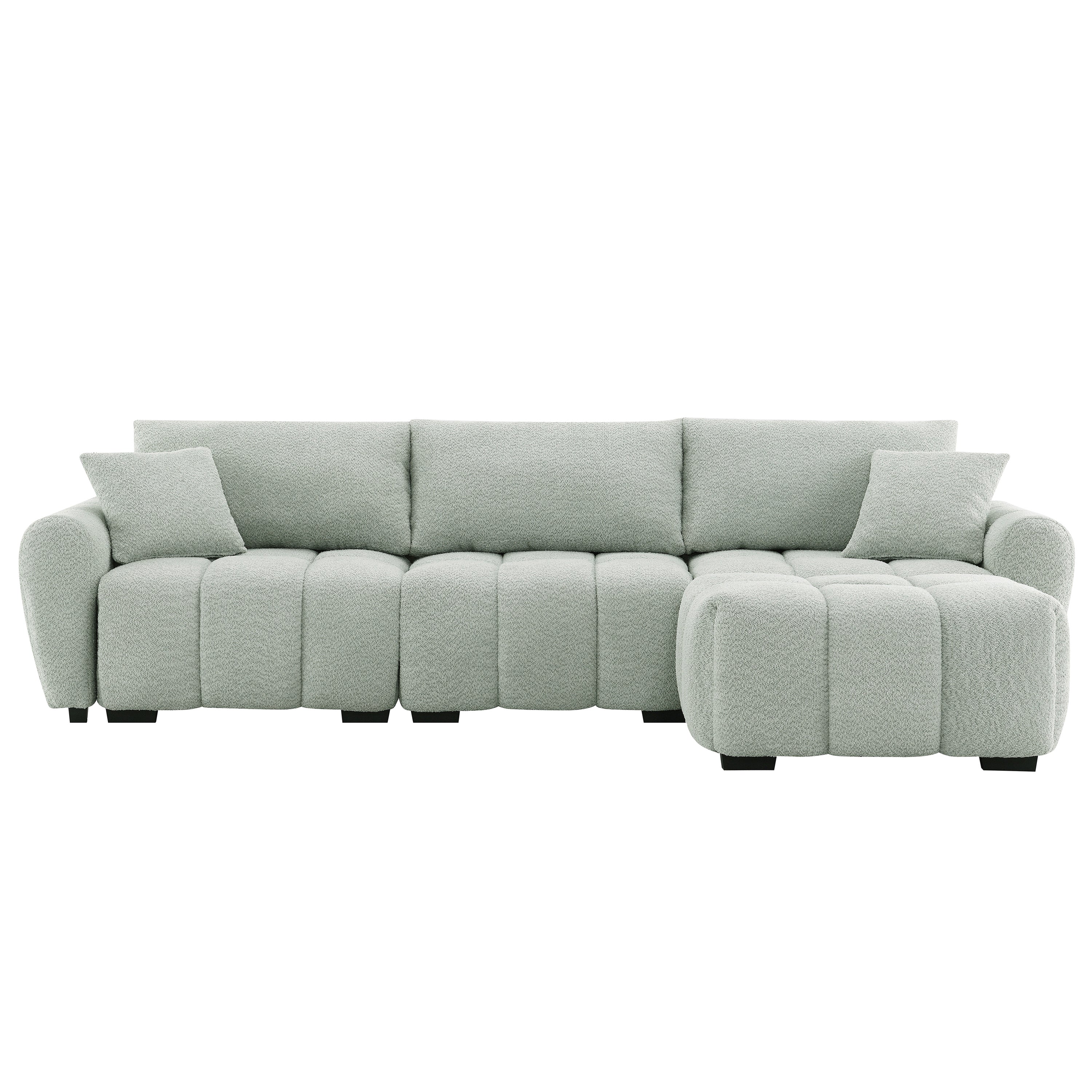 [VIDEO] 110' Modular Sectional Sofa, L Shape with Extra-large Seat, Pull-line Design, Movable Ottoman, High Density Foam, Free Combination, Sturdy Metal&Wood Frame, Boucle Fabric, 3 Colors