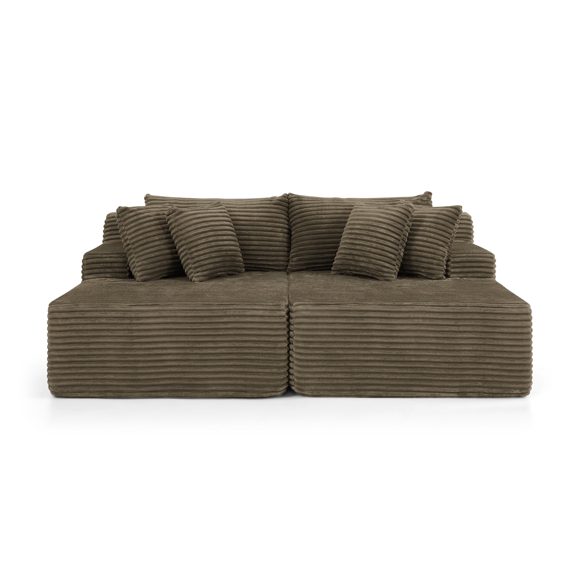 Two-seater lazy sofa lounge chair,Compressed sofa no assembly required, made of velvet fabric, fluffy modern lounge chair, used for indoor living rooms and bedrooms-Brown