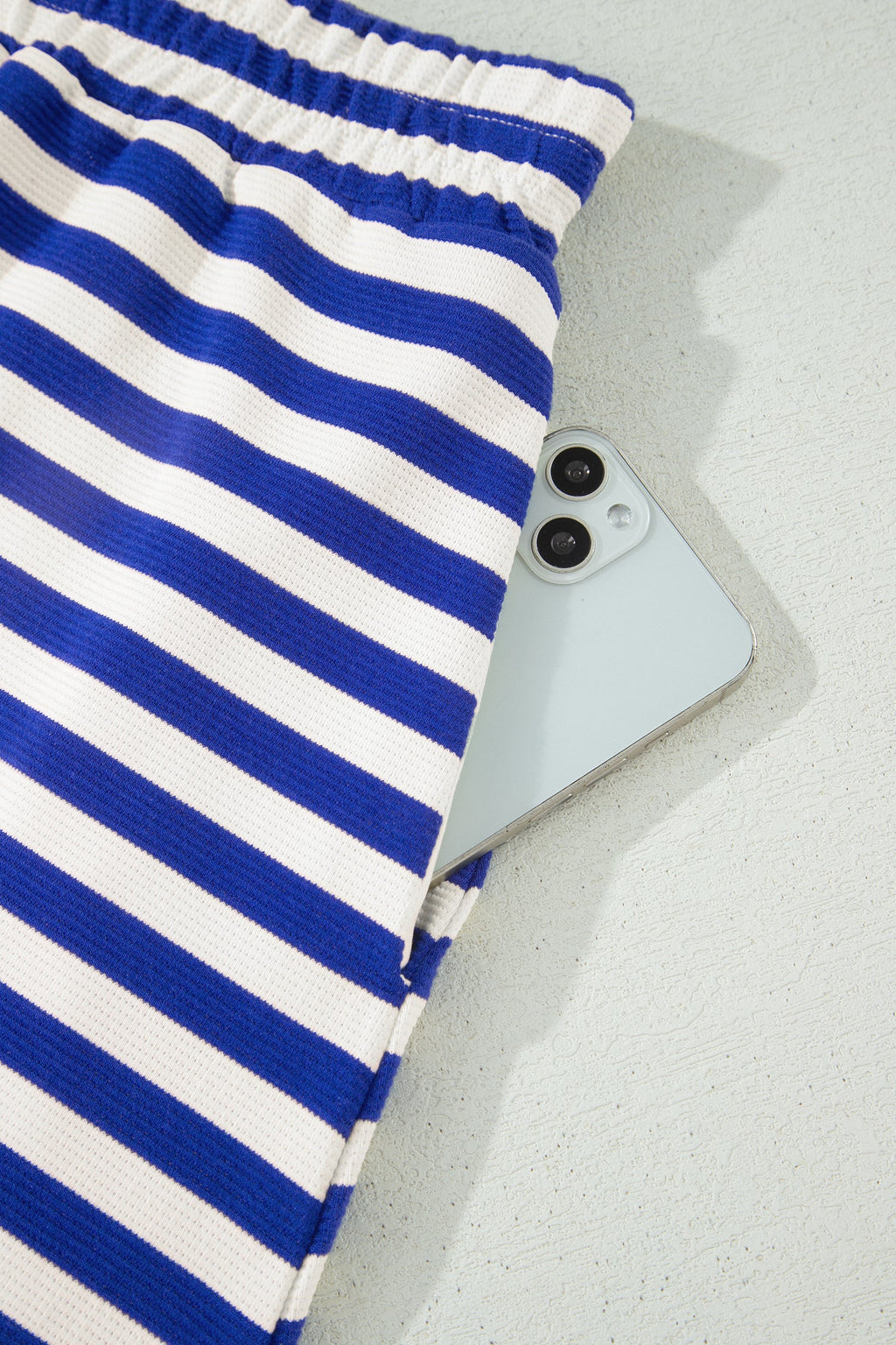 Stripe Textured Zip Collar Top & Skort Set