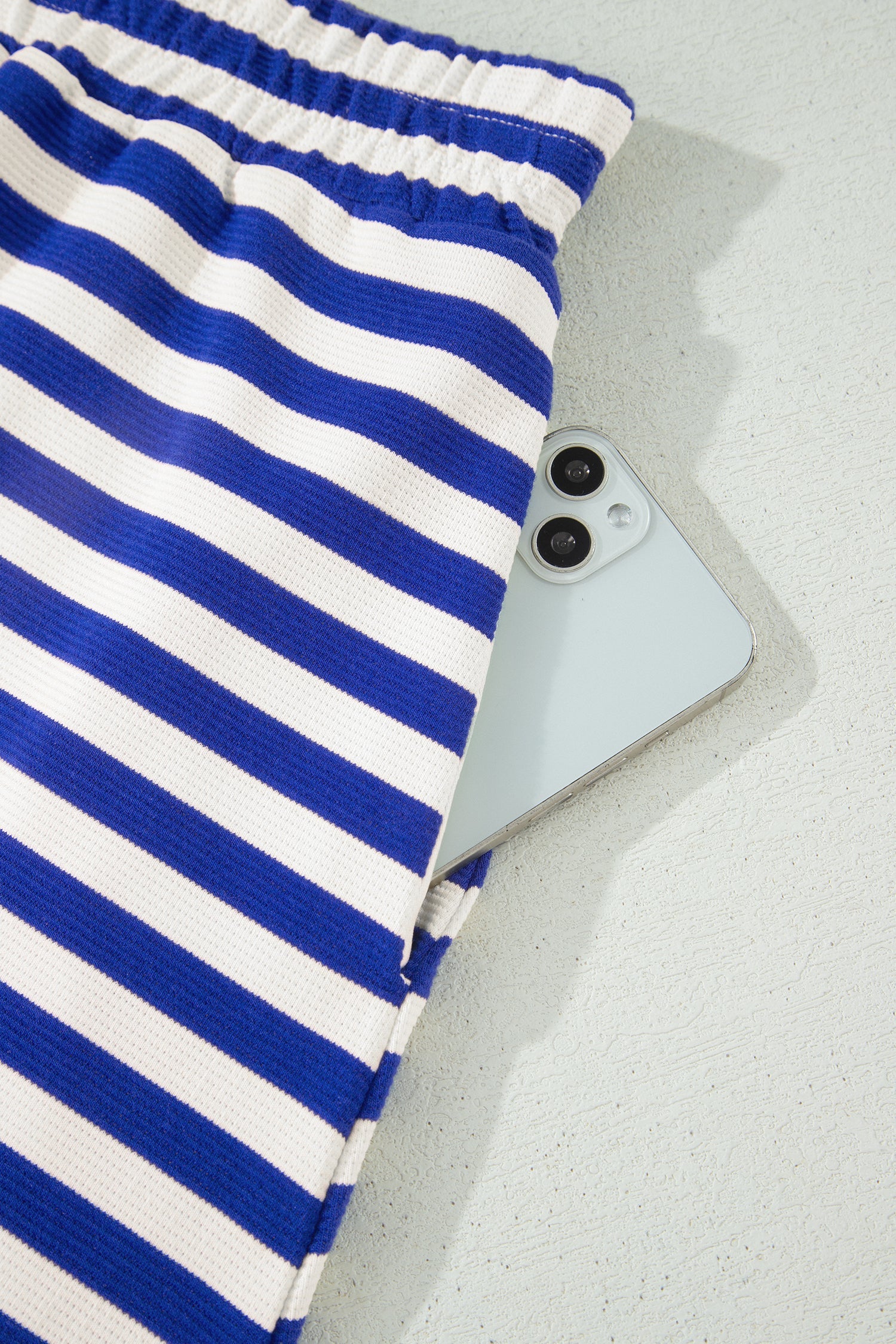 Stripe Textured Zip Collar Top & Skort Set