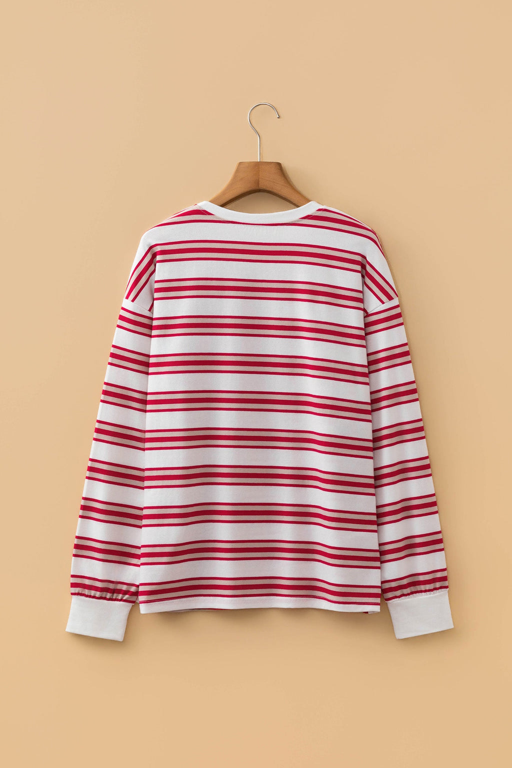 Stripe Drop Shoulder Long Sleeve Pullover Top