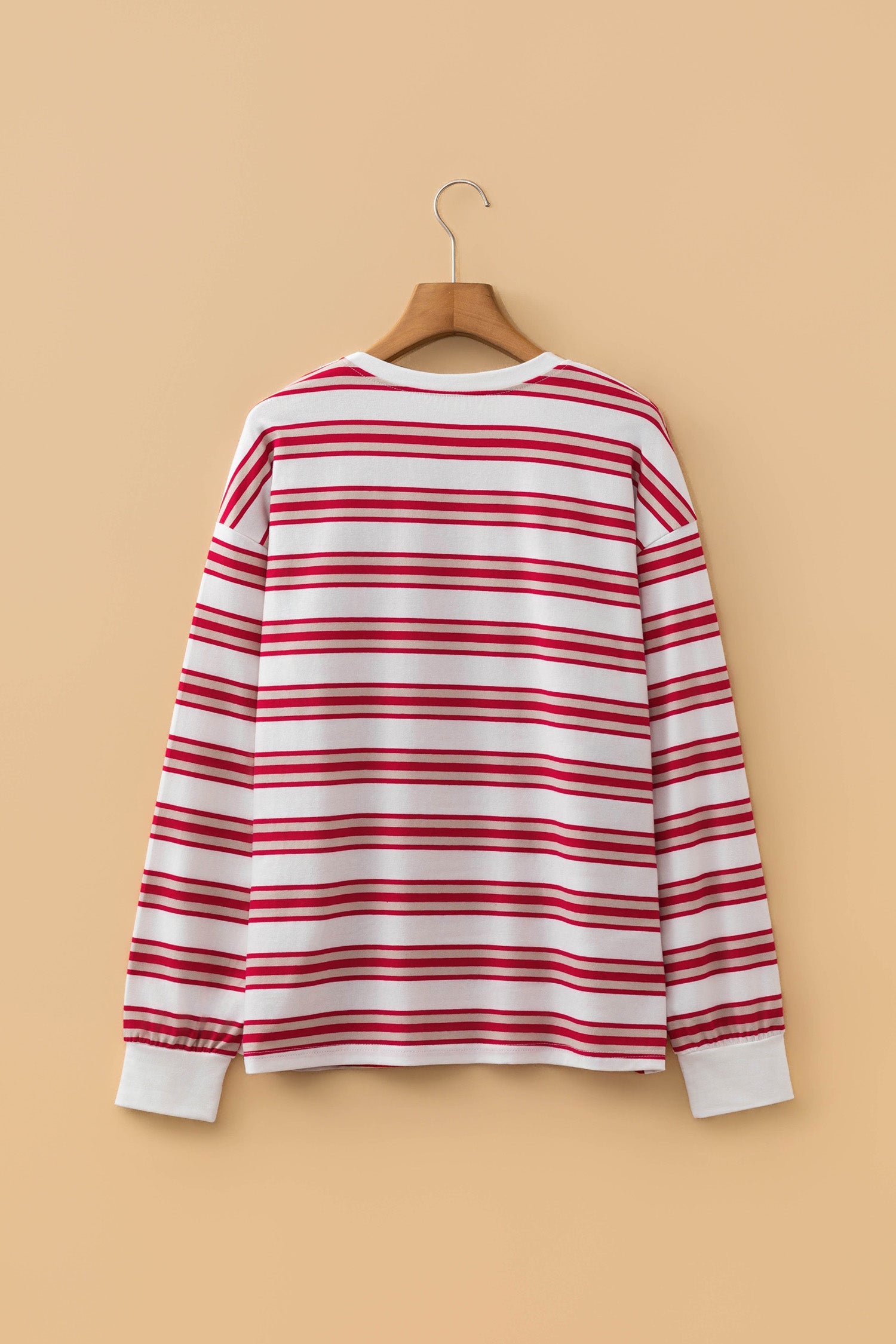 Stripe Drop Shoulder Long Sleeve Pullover Top