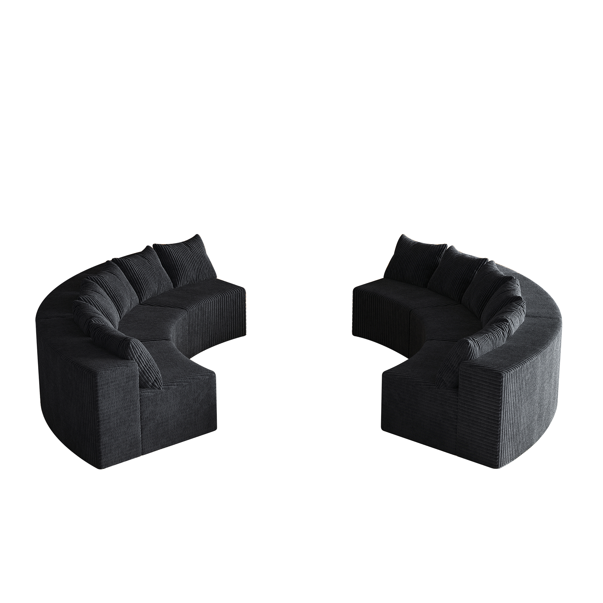 Corduroy curved sectional Foam sofa with 12 pillows,Curved Symmetrical Modular Semi Circular Sofa Sectional for bedroom, living room, office for leisure or nap, reading room, and lobby(six modules)