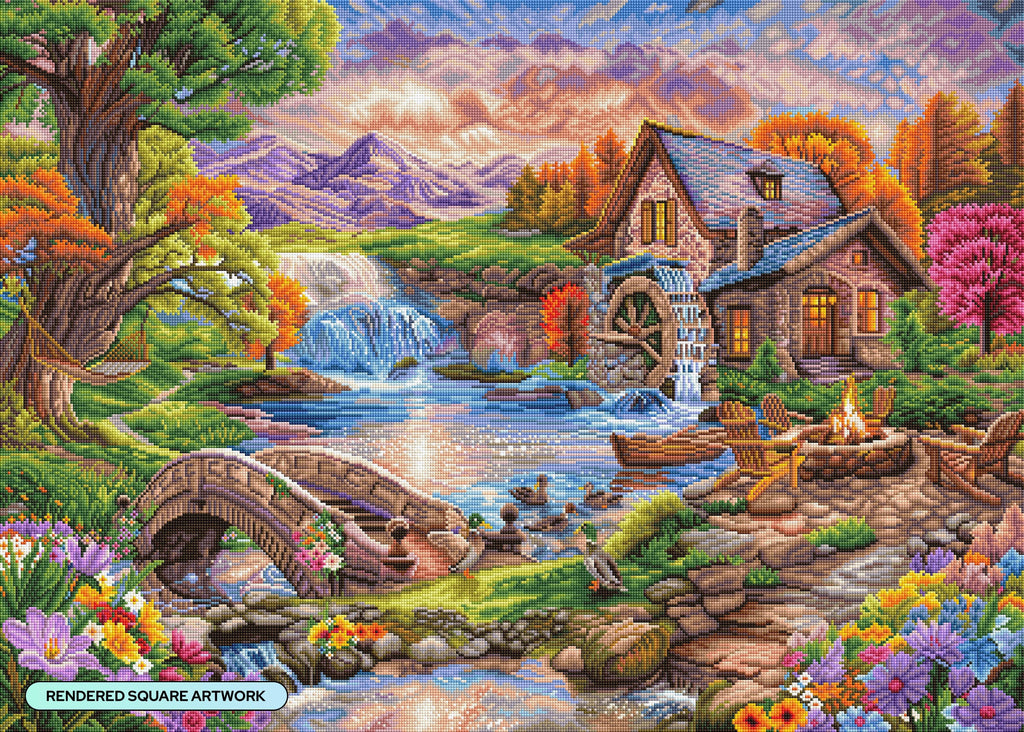 Diamond Art Club – Mill Pond Sanctuary Diamond Painting (Square Drill, 38.5" x 27.6")