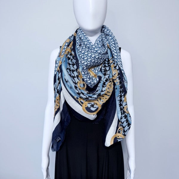 Navy Blue Blanket Cashmere feel Square Scarf
