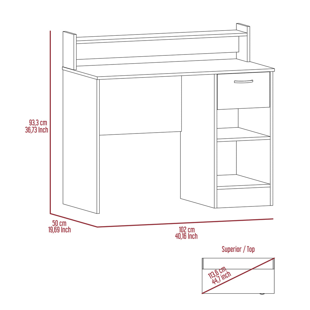 Charlotte Computer Desk with 2 Storage Shelves and Drawer