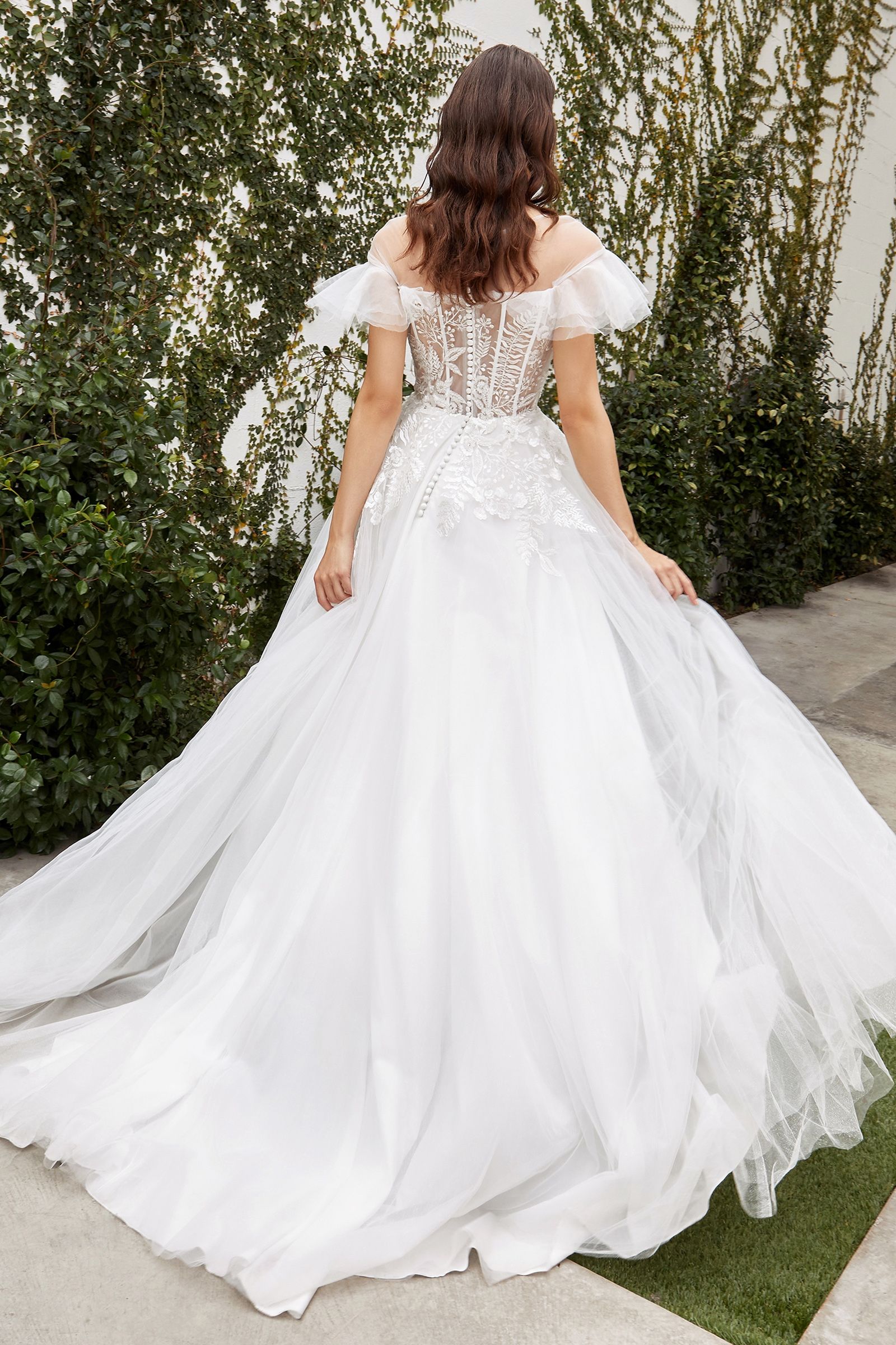 Maurelle Illusion Scoop Corset Sheer Embroidered Bodice Long Wedding Dress CDA1070W