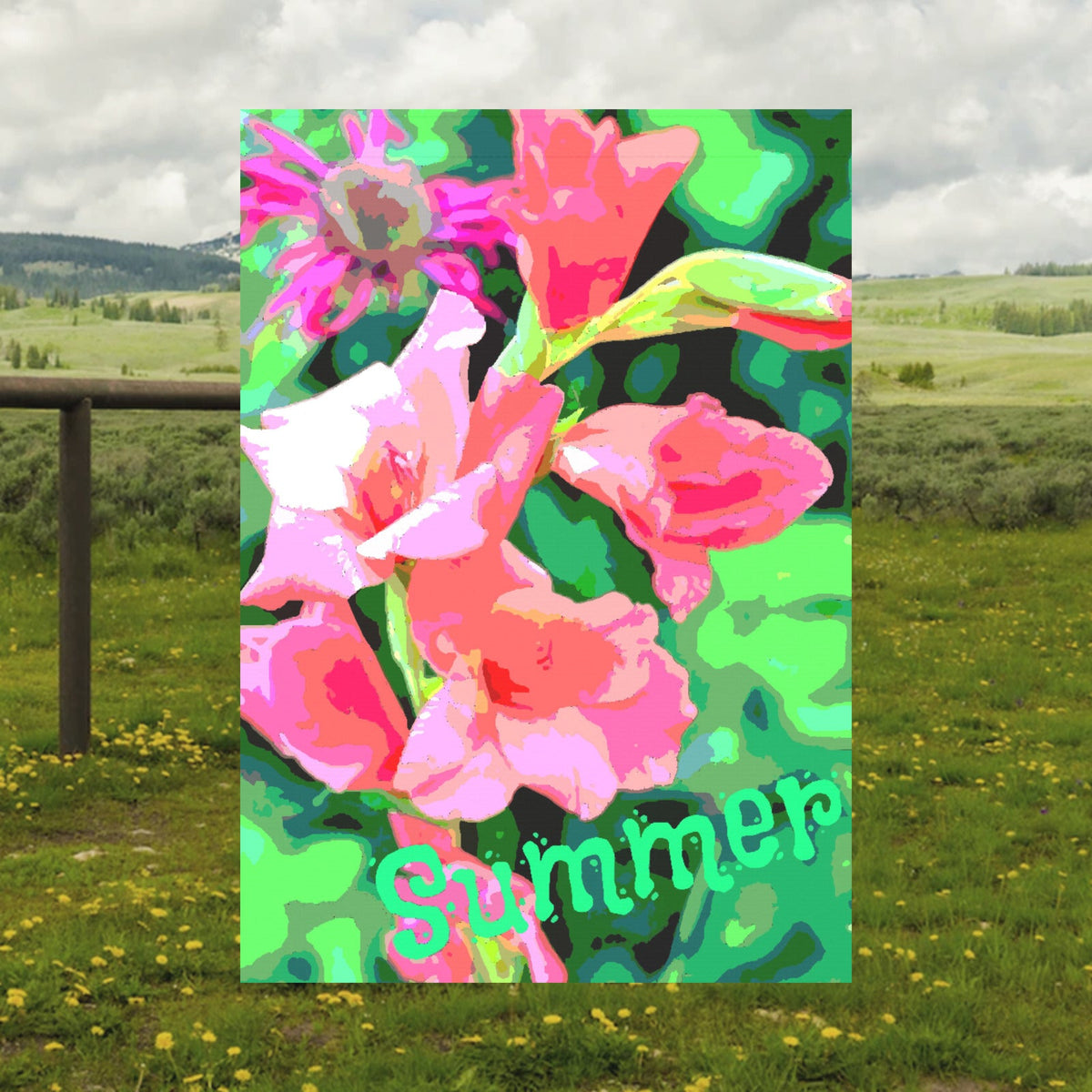Summer Pink Gladiolas Garden Flag - 28" x 40" (Made in USA）