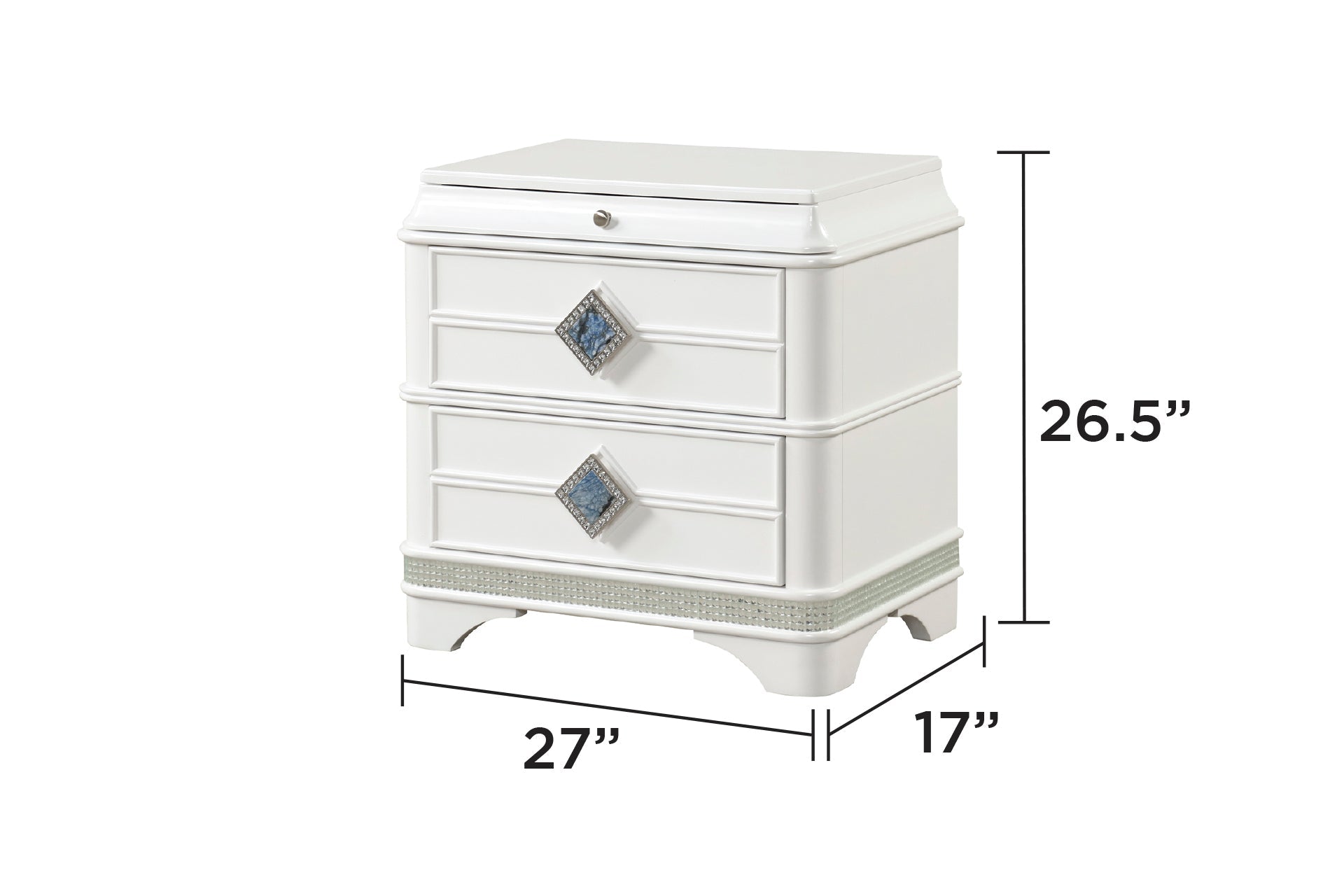Laguna Modern Style 4 Pc King Upholstered Bedroom Set Made with Wood and Crystal Accents in White(NJ INVENTORY)