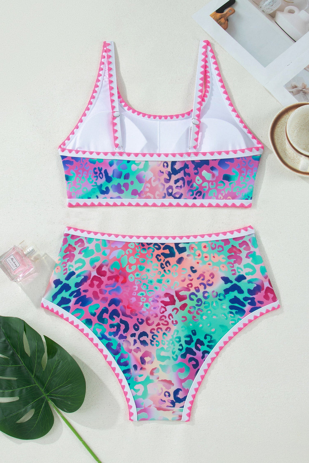 Leopard Ricrac High Waist Bikini Swim Set