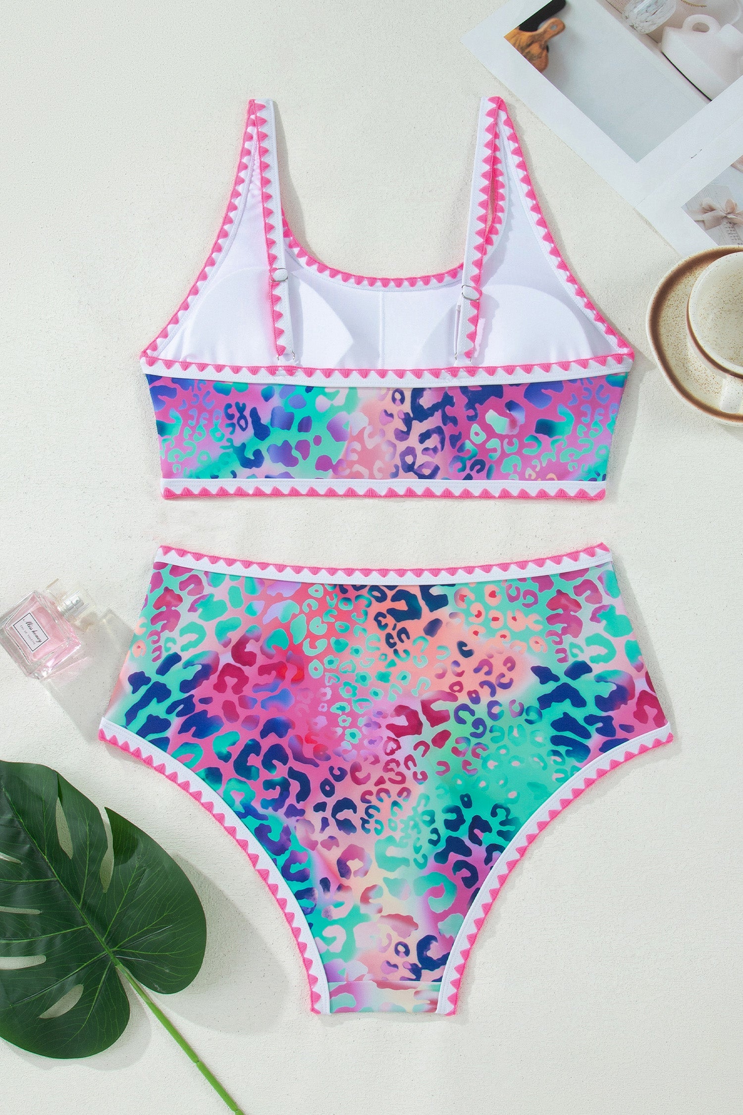 Leopard Ricrac High Waist Bikini Swim Set